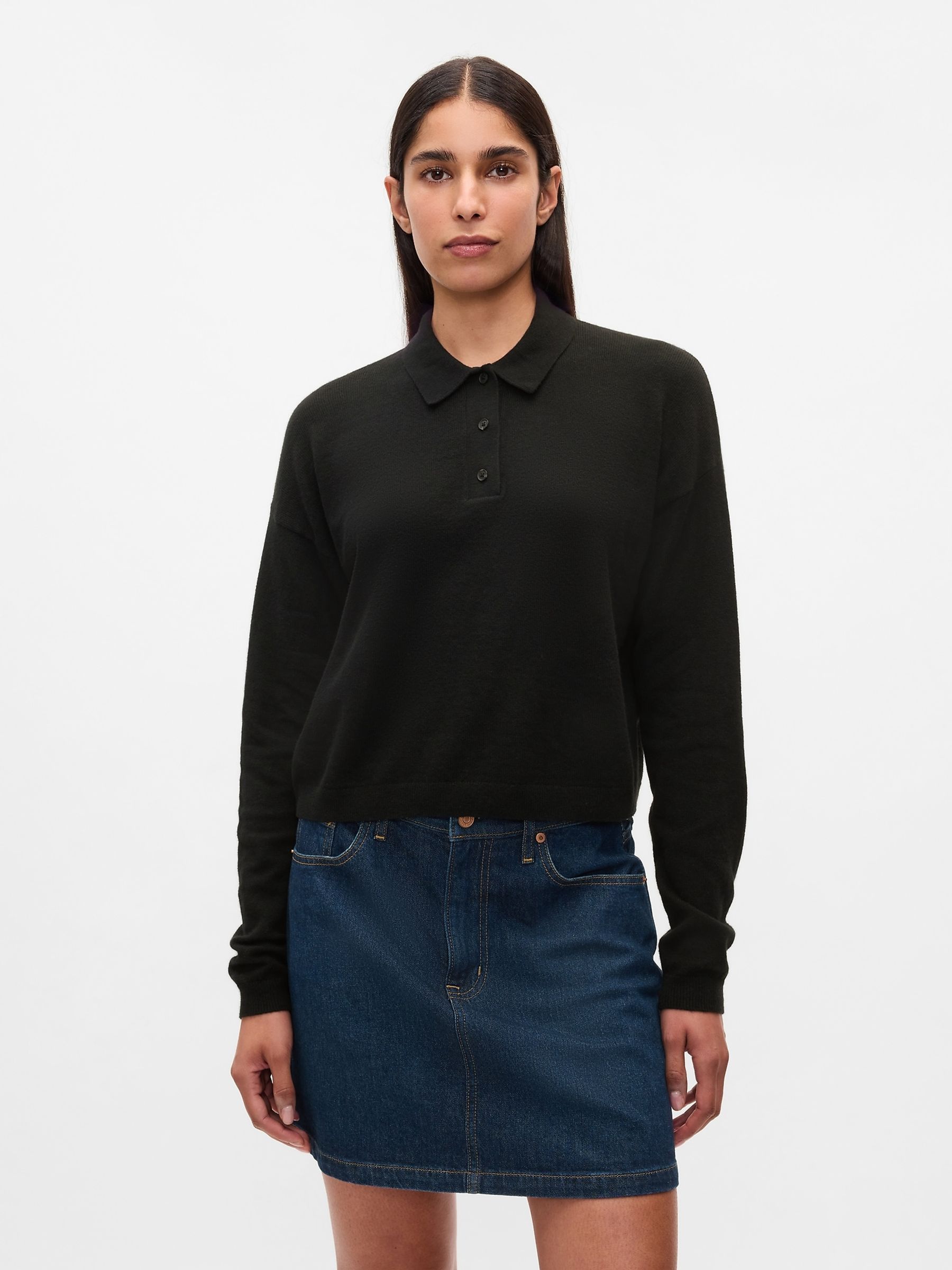 Black CashSoft Polo Jumper | Gap