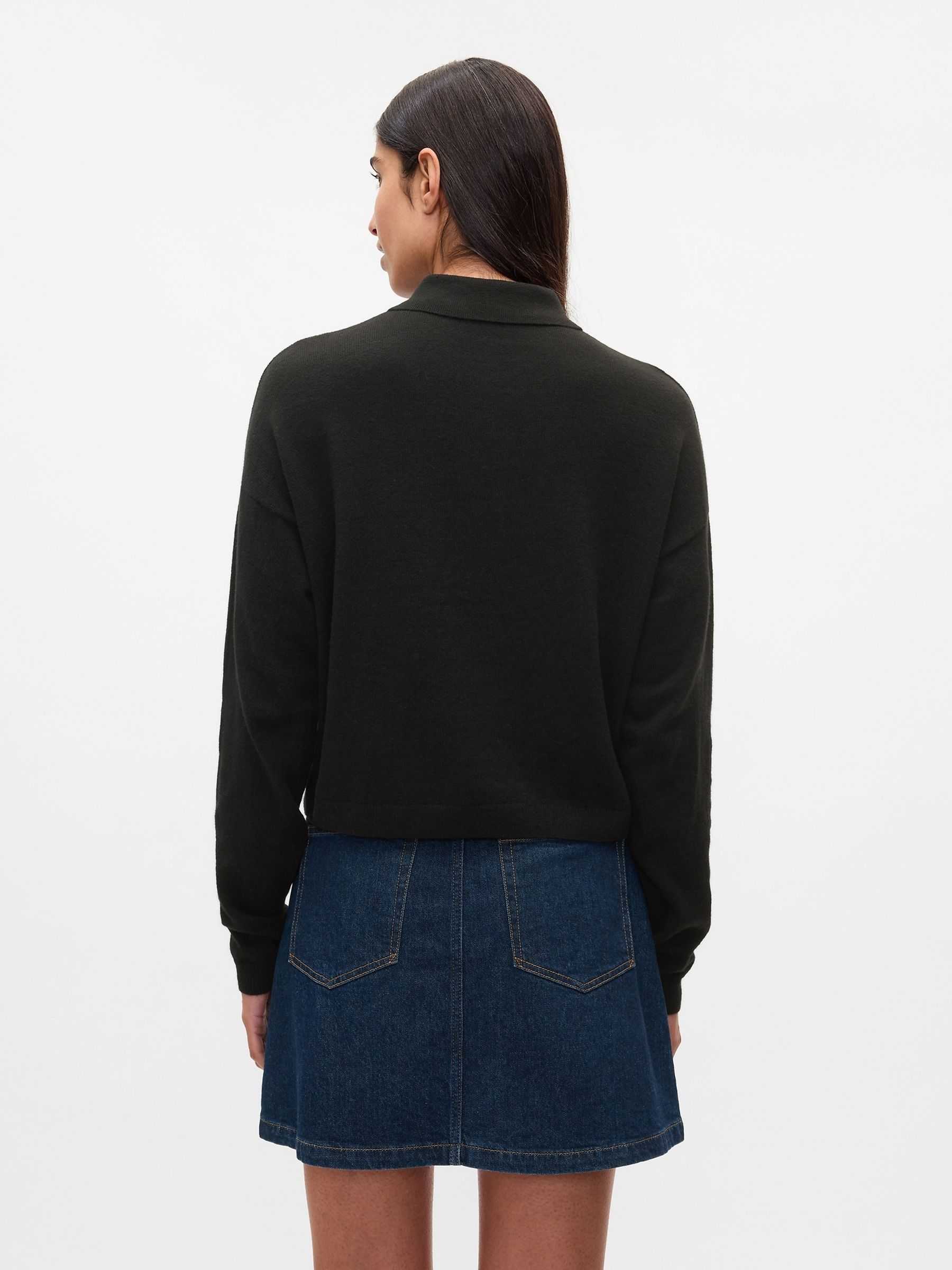 Black CashSoft Polo Jumper - Image 2 of 4