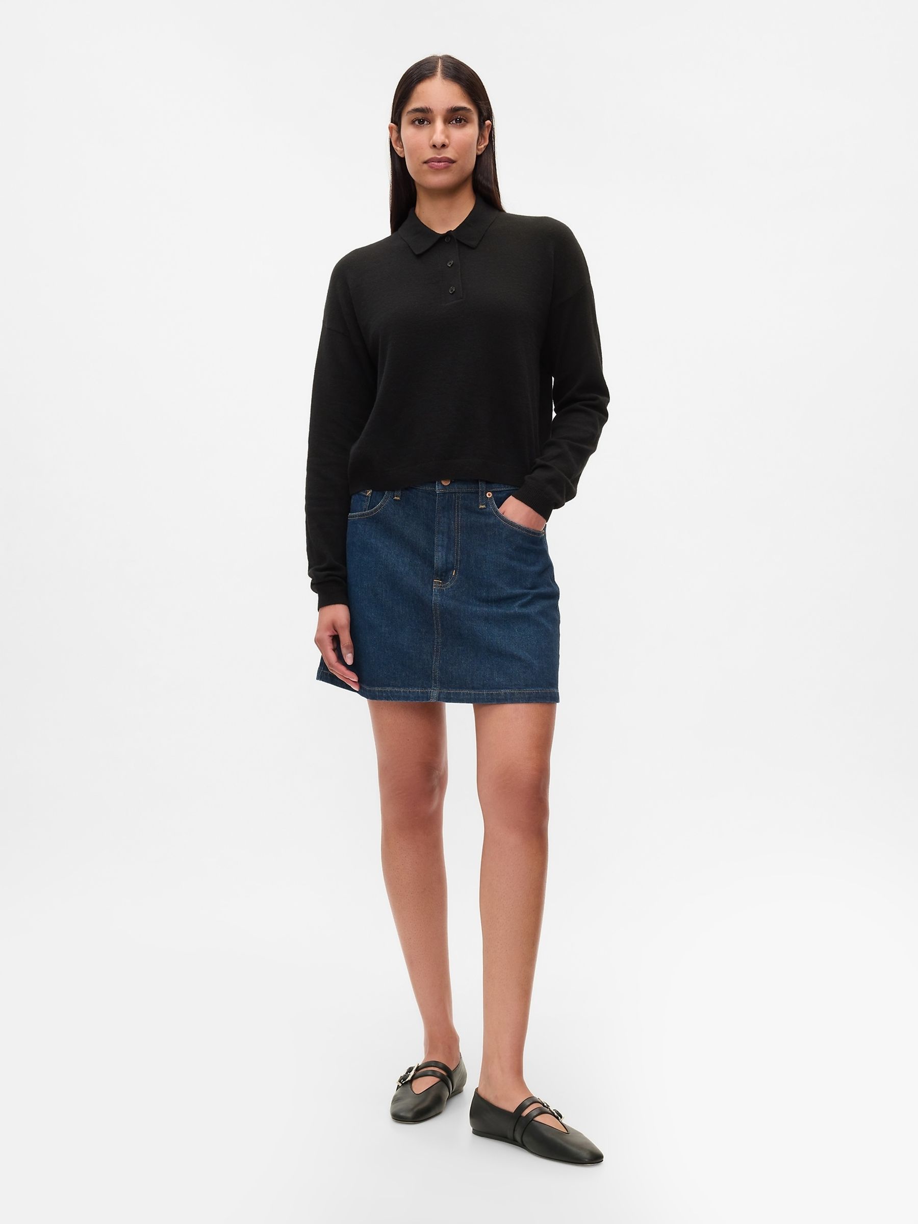 Black CashSoft Polo Jumper - Image 3 of 4