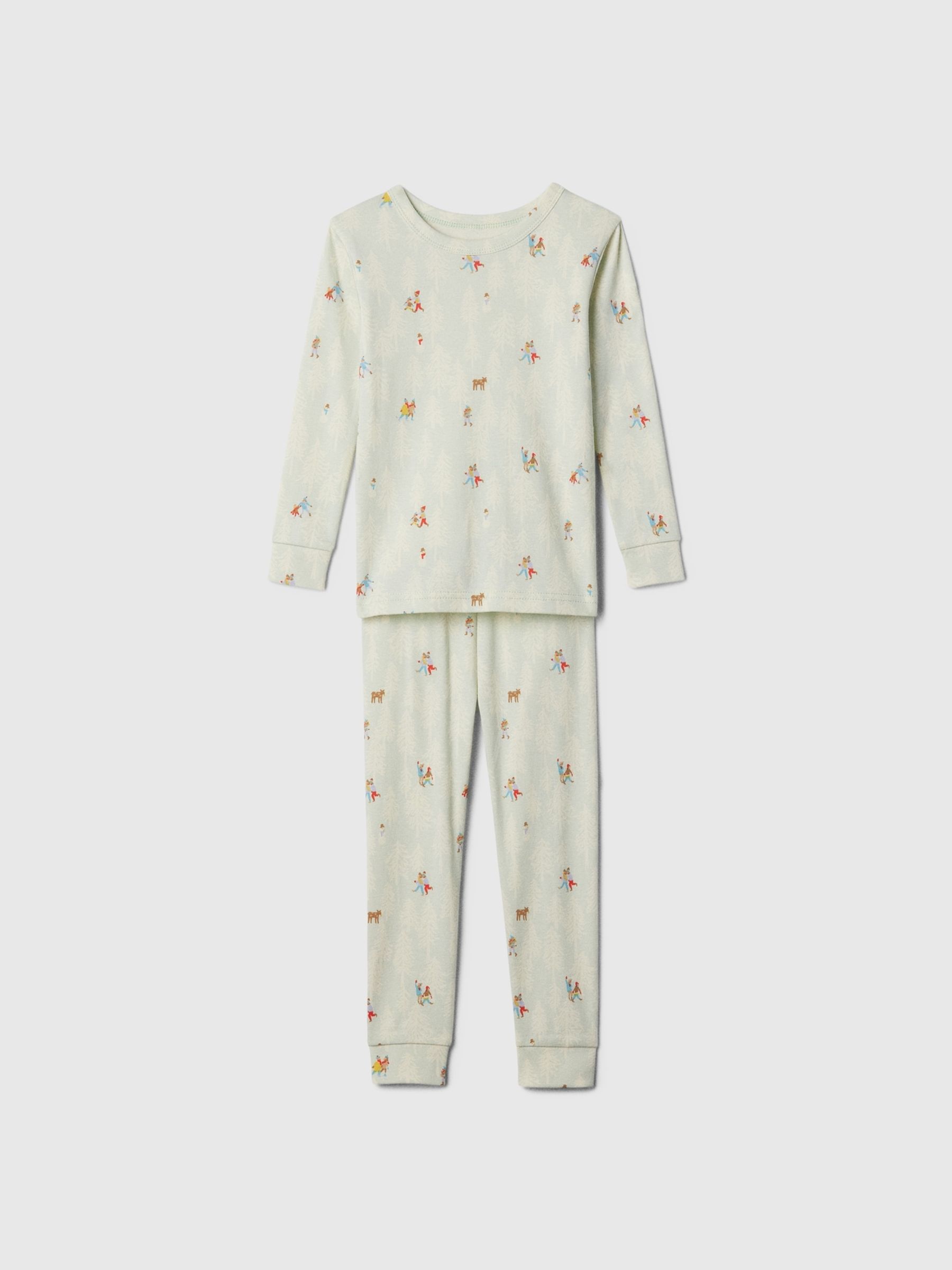 Green Snow Scene Christmas Print Pyjamas (6mths-5yrs) - Image 1 of 3
