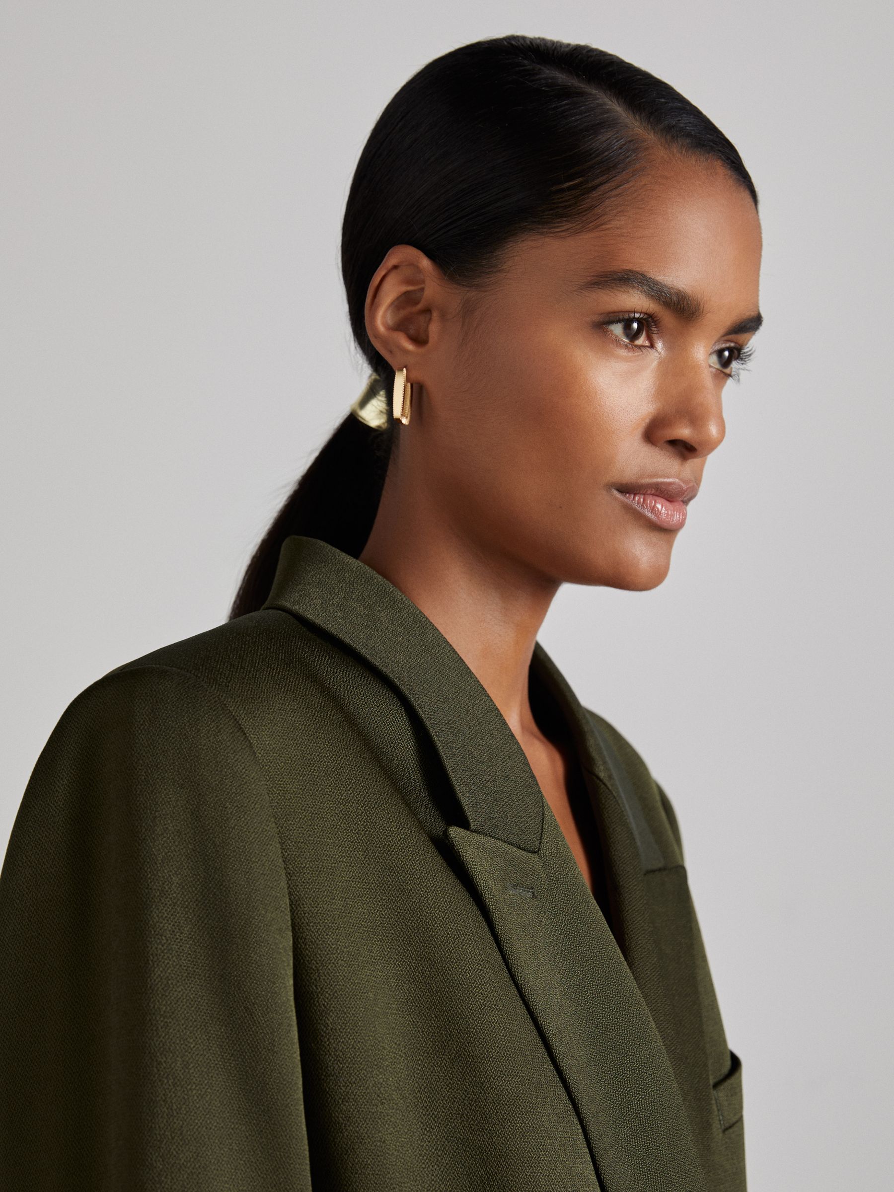 Atelier Double-Breasted Crepe Suit Jacket in Green - Image 4 of 7