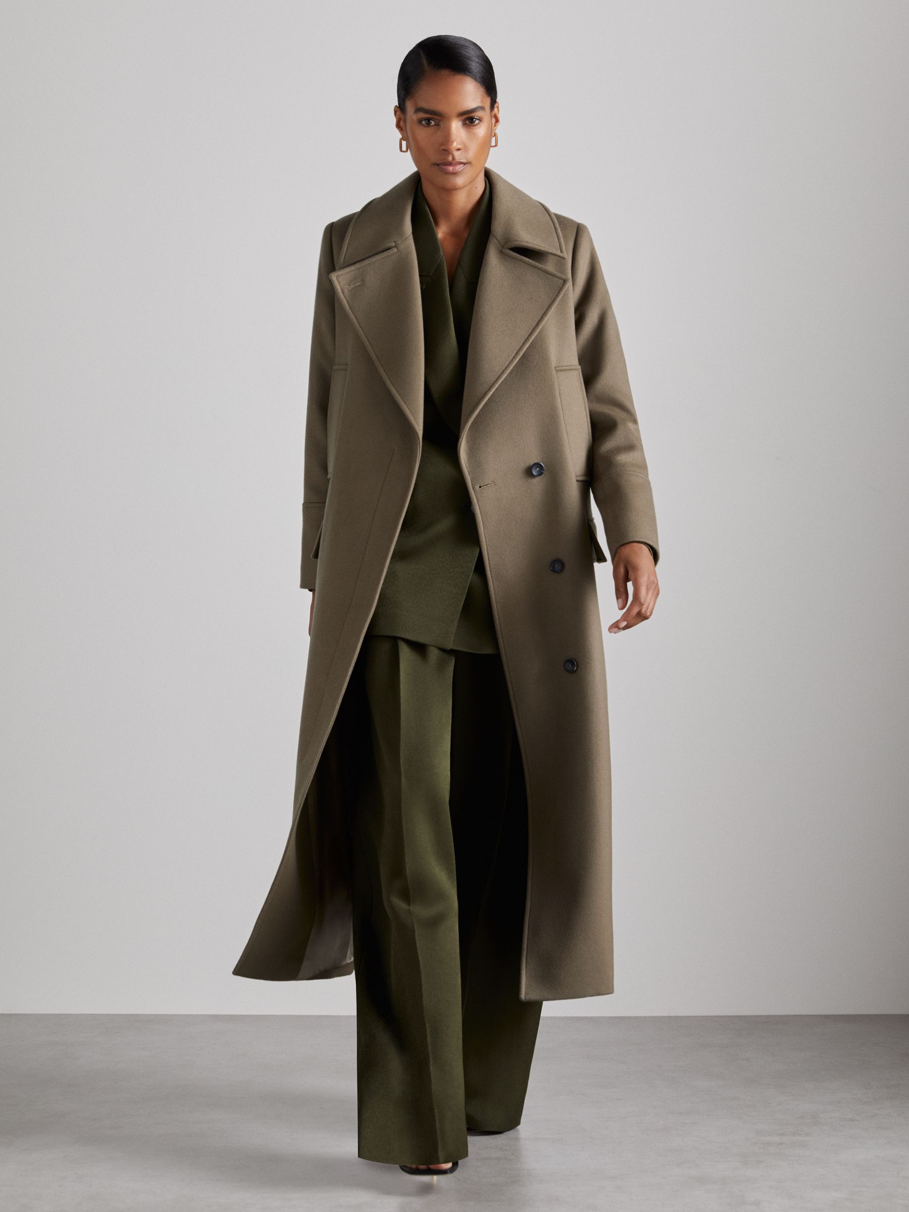 Atelier Double-Breasted Crepe Suit Jacket in Green - Image 6 of 7