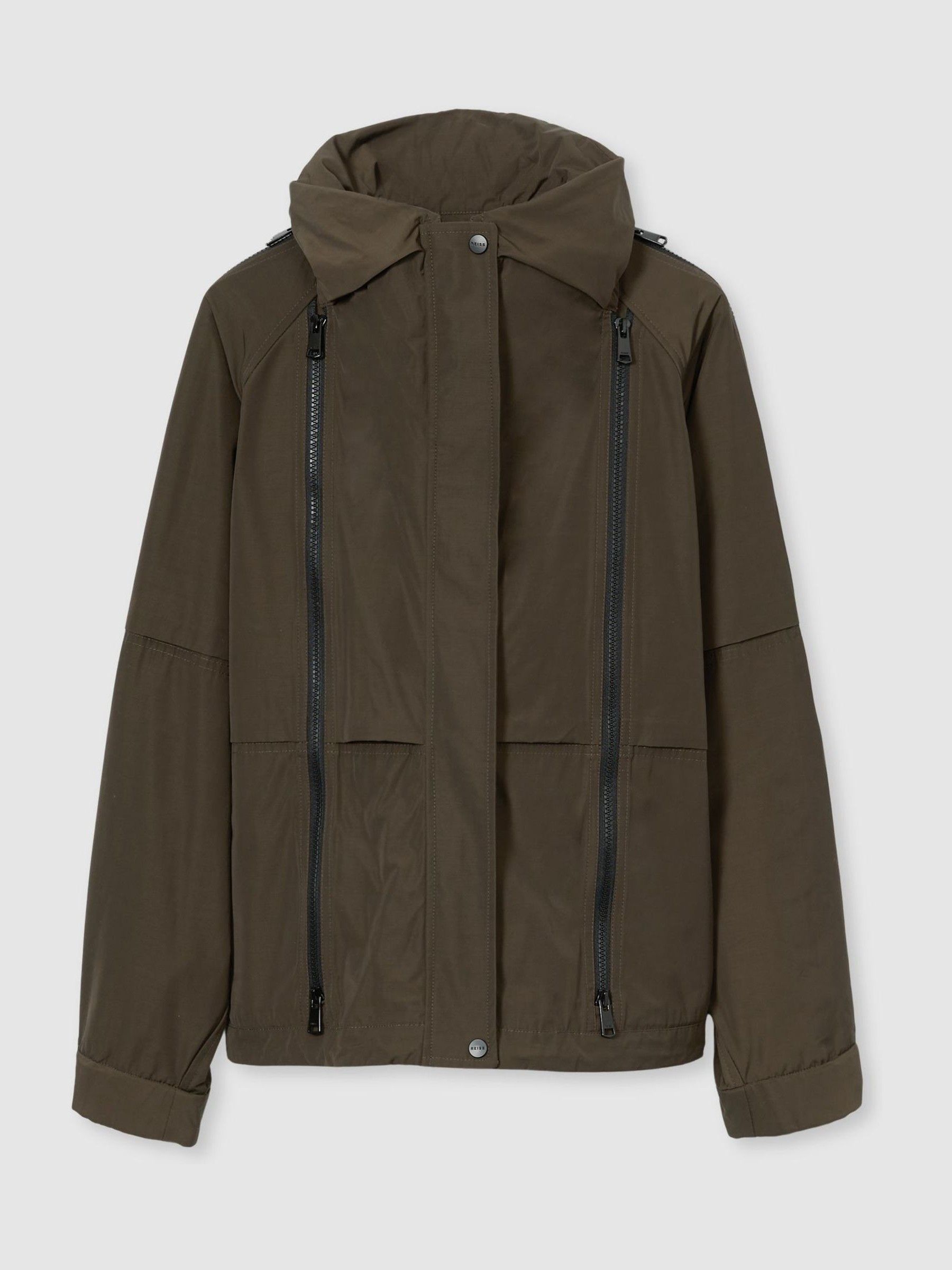 Atelier Zipped-Shell Coat in Khaki - Image 2 of 7