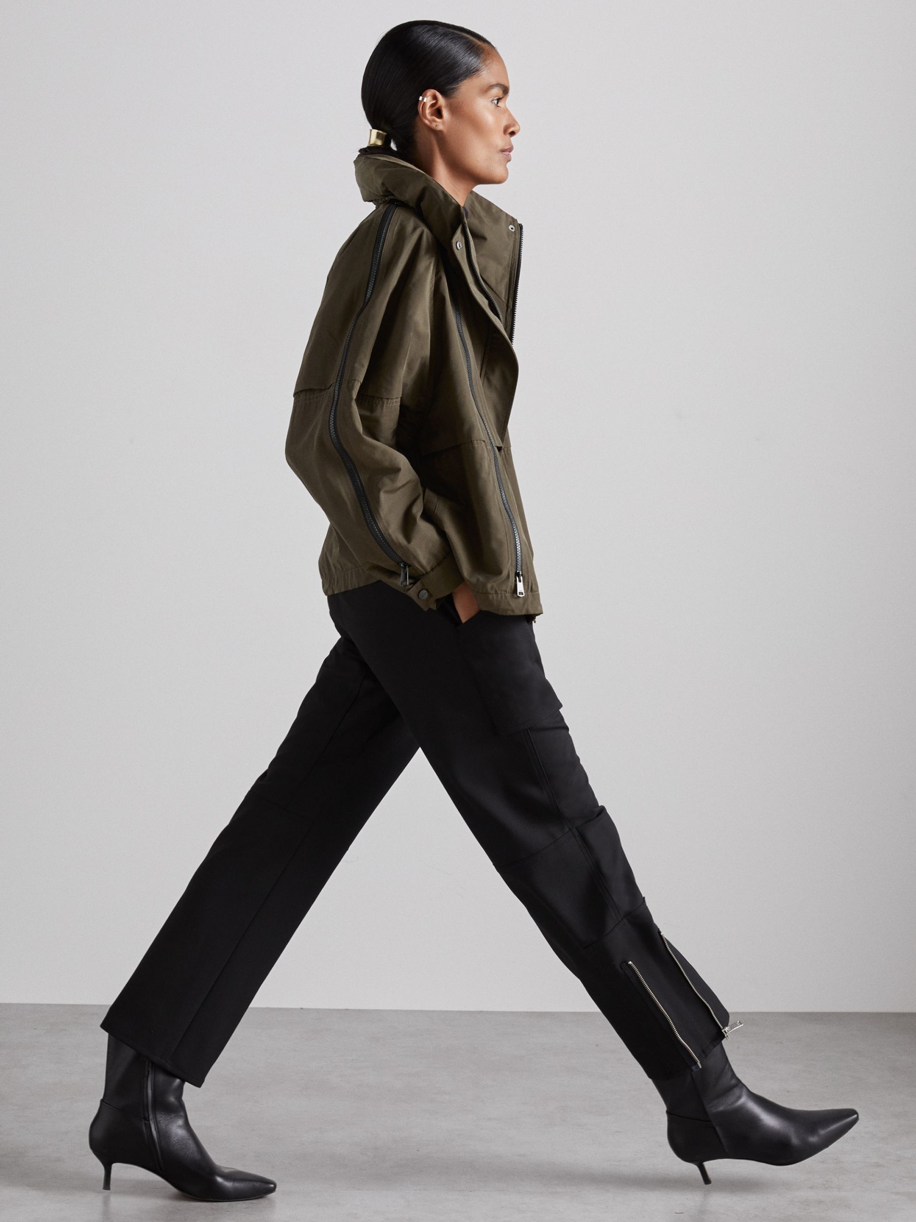 Atelier Zipped-Shell Coat in Khaki - Image 3 of 7
