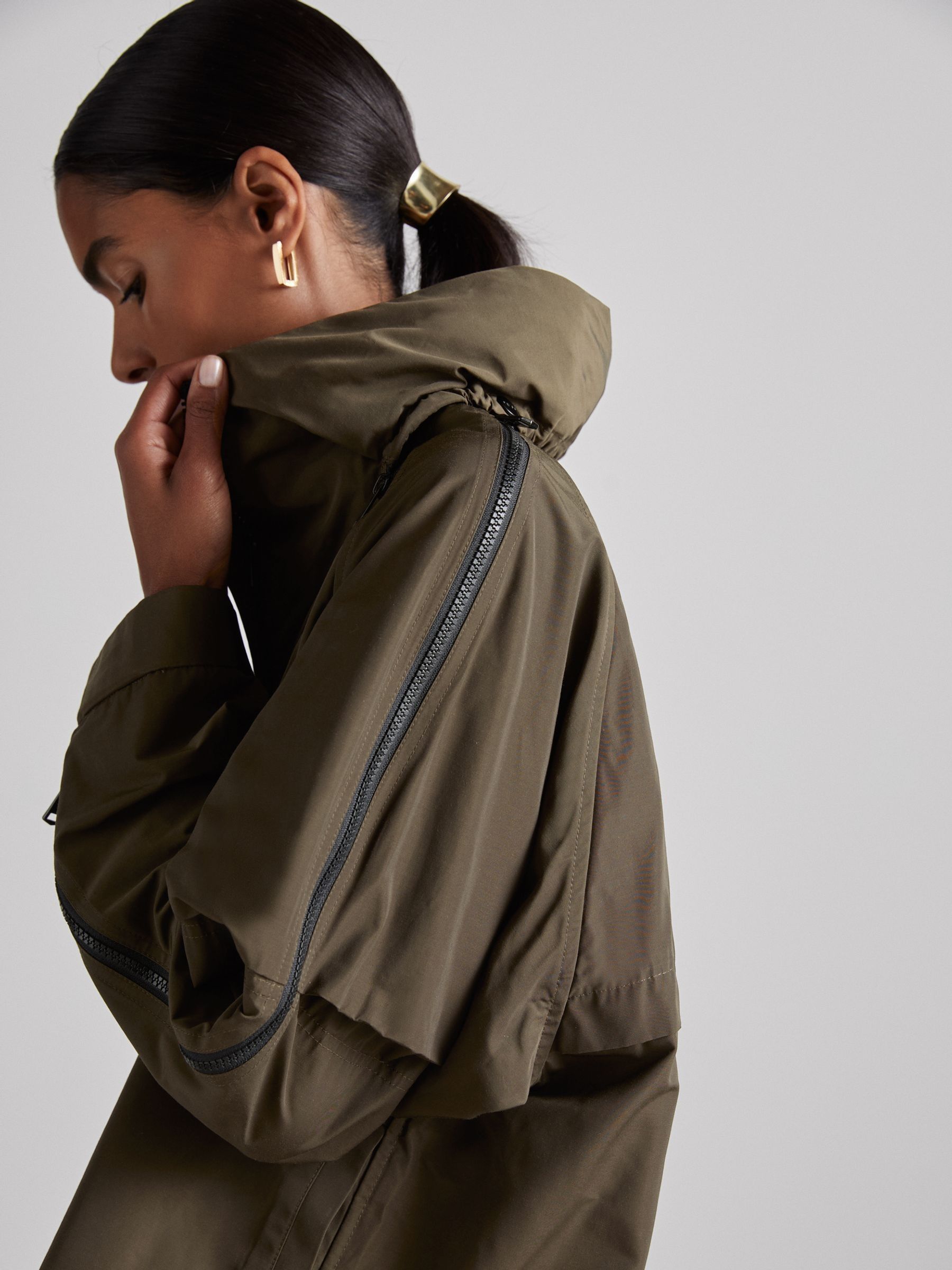 Atelier Zipped-Shell Coat in Khaki - Image 4 of 7
