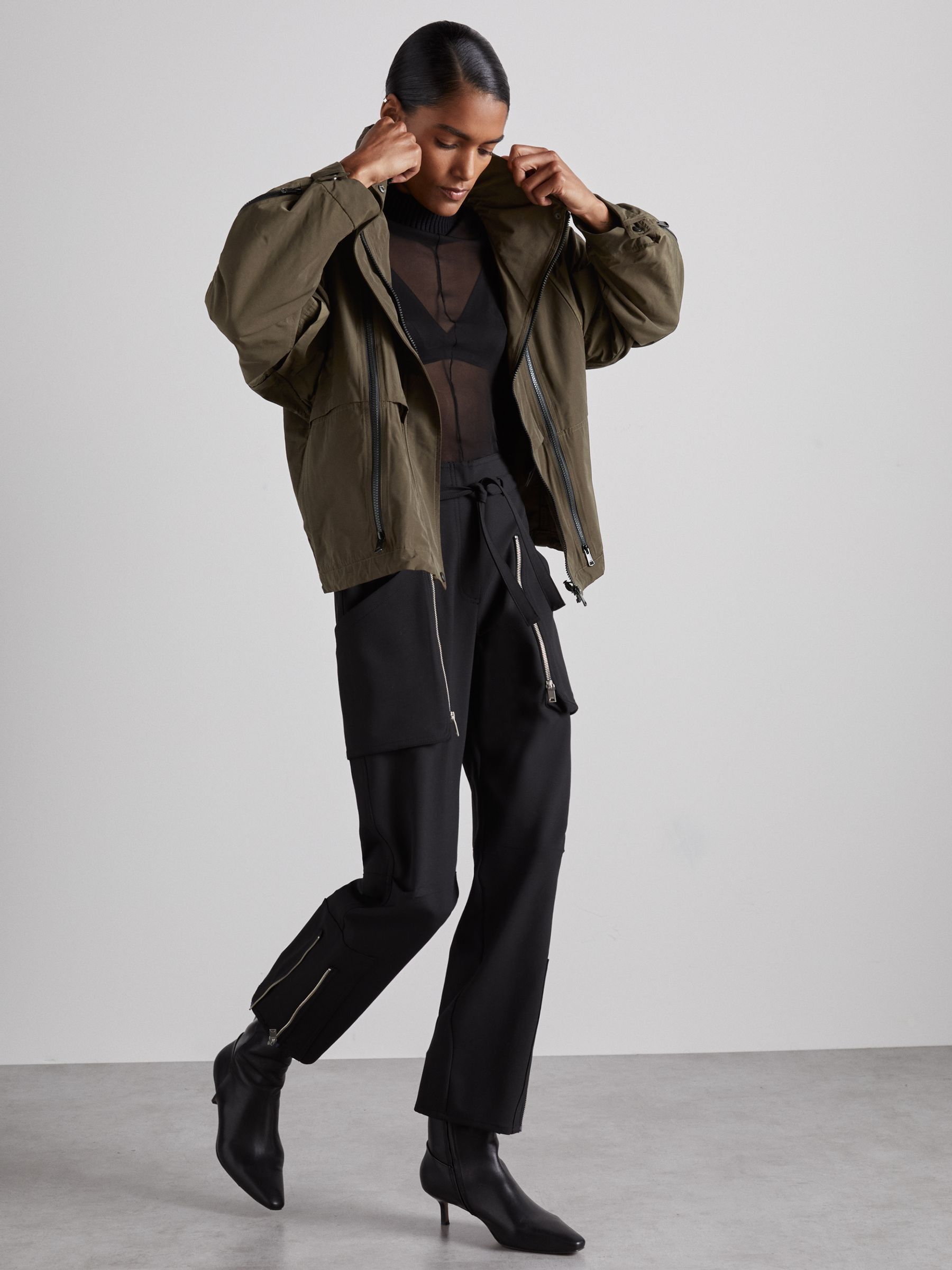 Atelier Zipped-Shell Coat in Khaki - Image 6 of 7