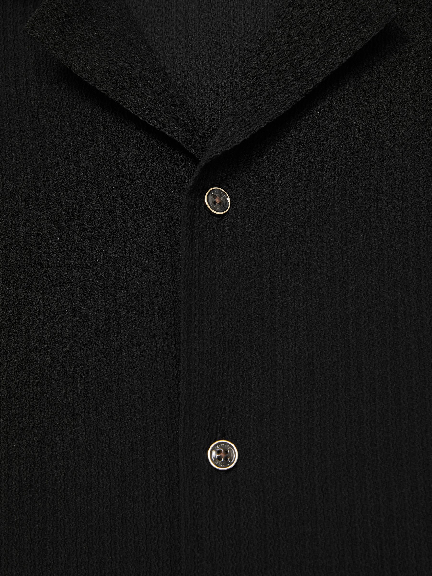 Textured Cuban Collar Shirt in Black - Image 7 of 7