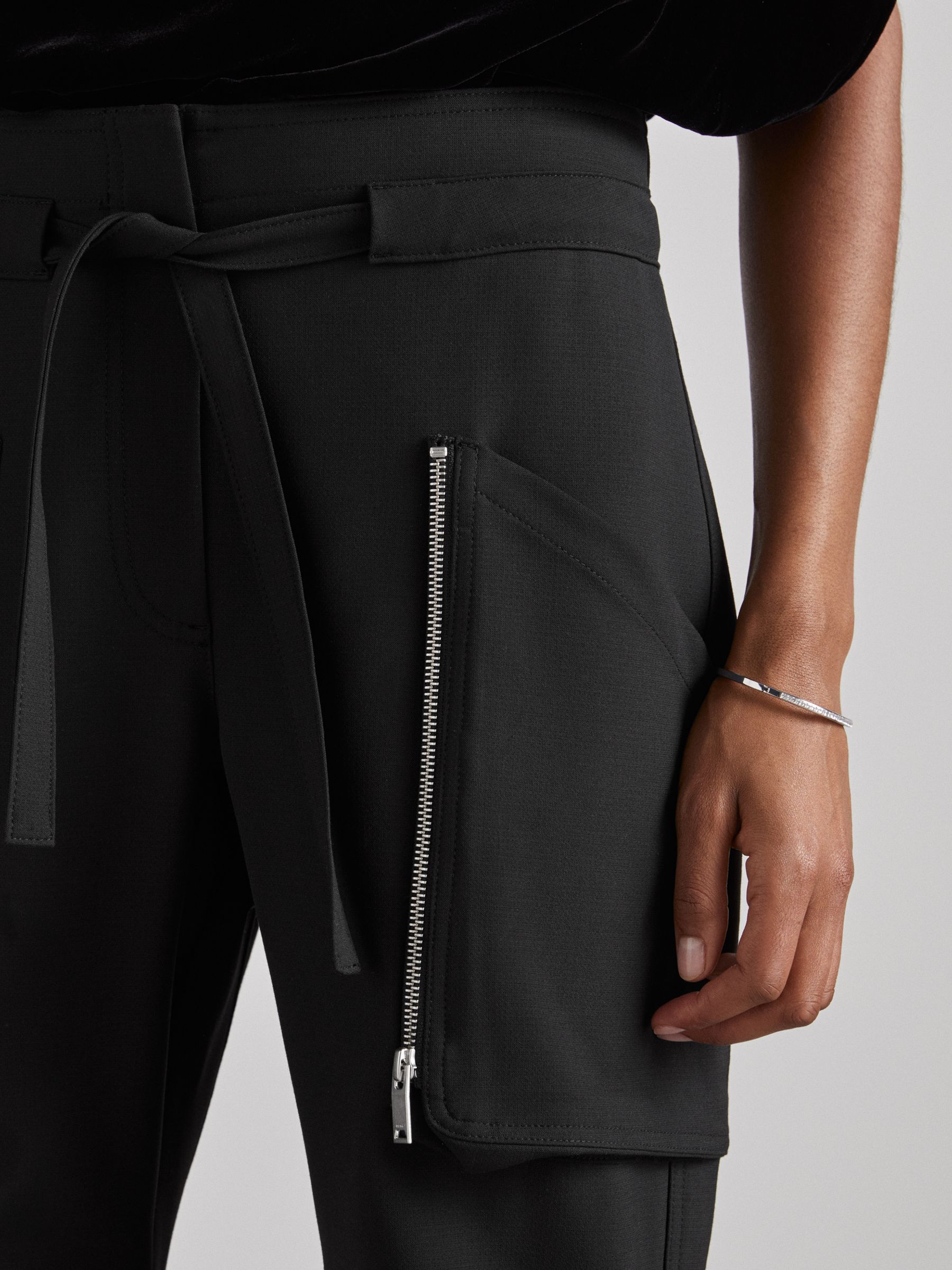 Atelier Zipped Crepe Trousers in Black - Image 4 of 6