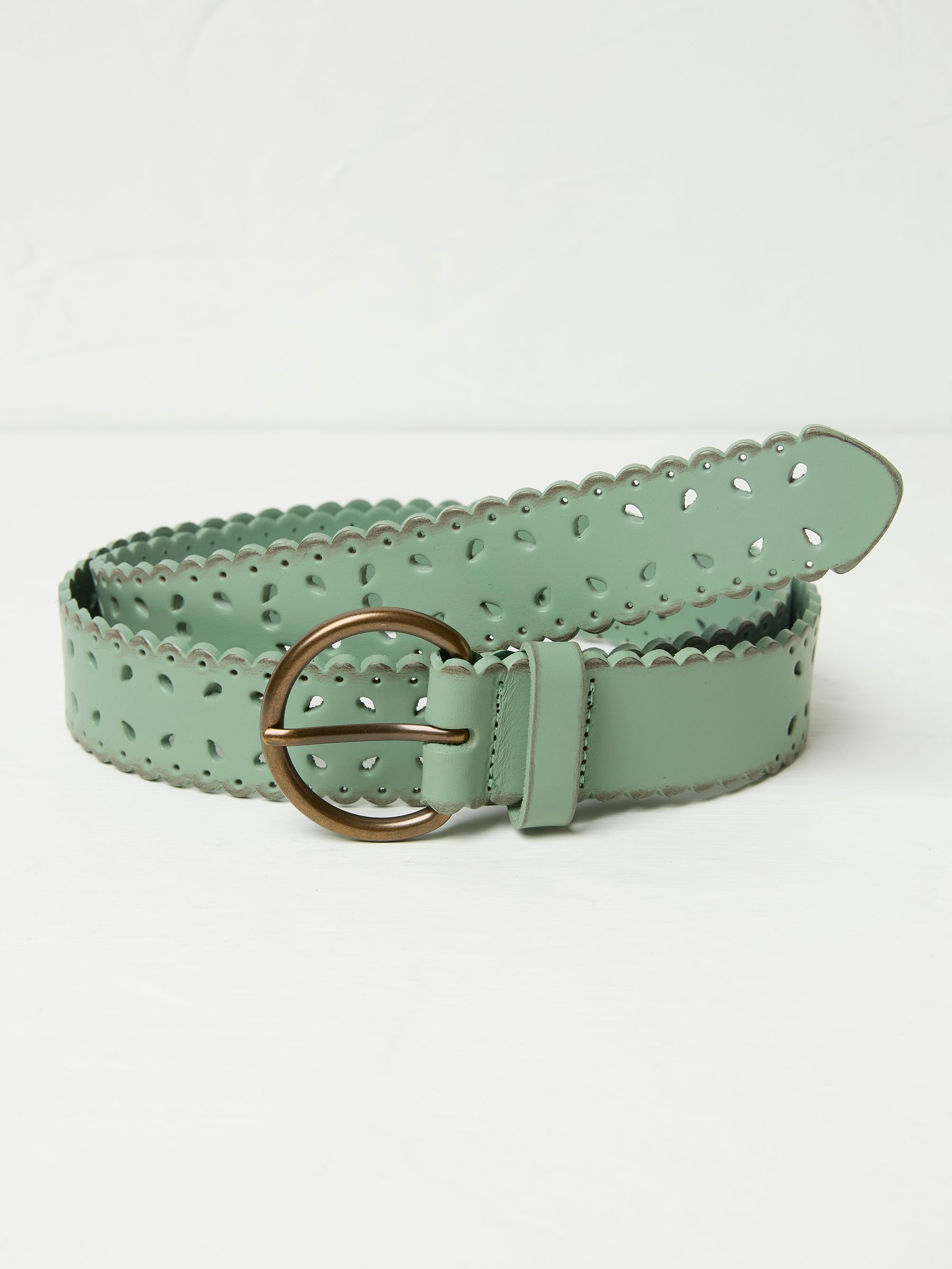Green Haze Scalloped Jean Leather Belt - Image 1 of 2