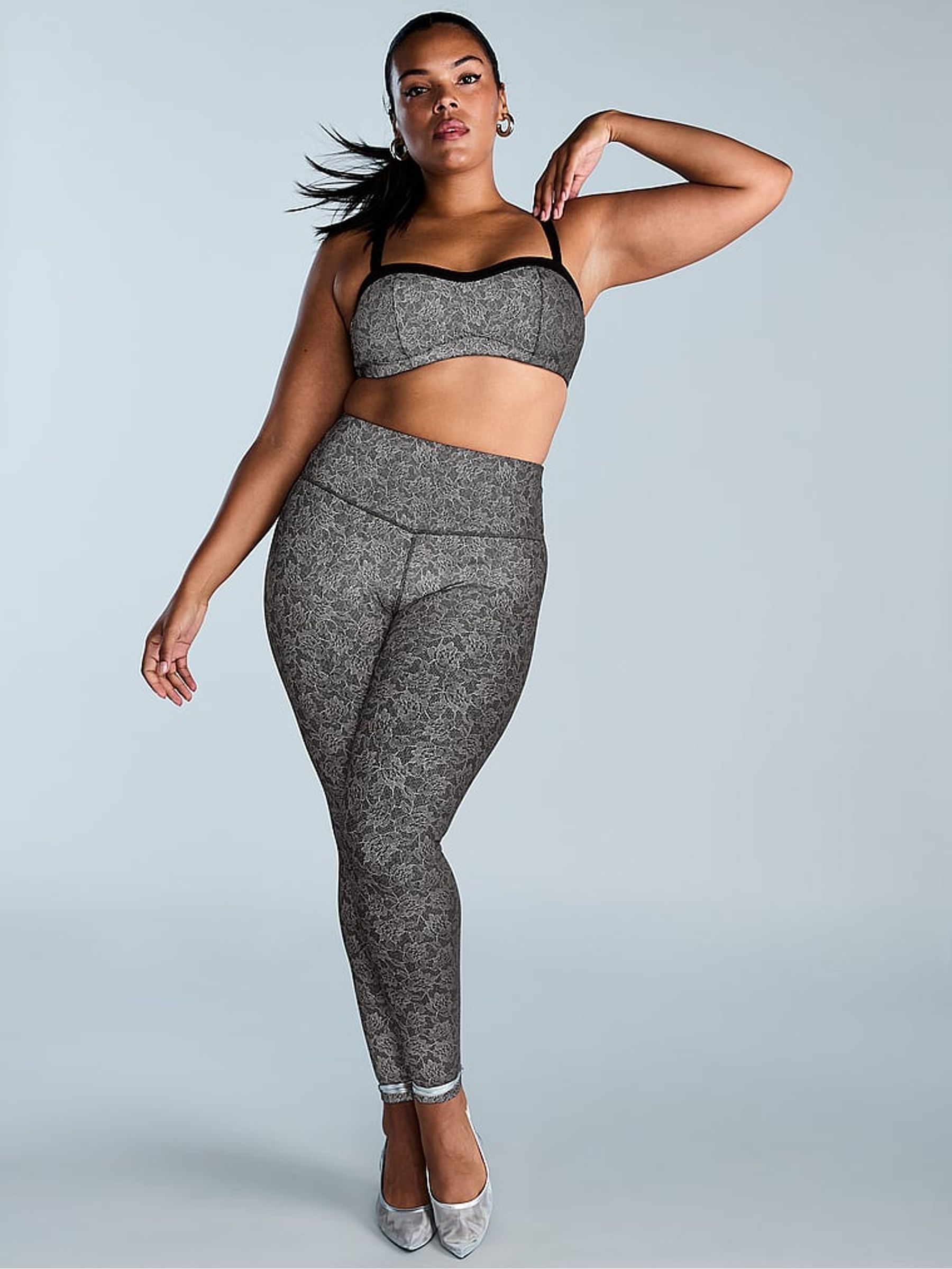 Black Reflective Lace Leggings - Image 3 of 3