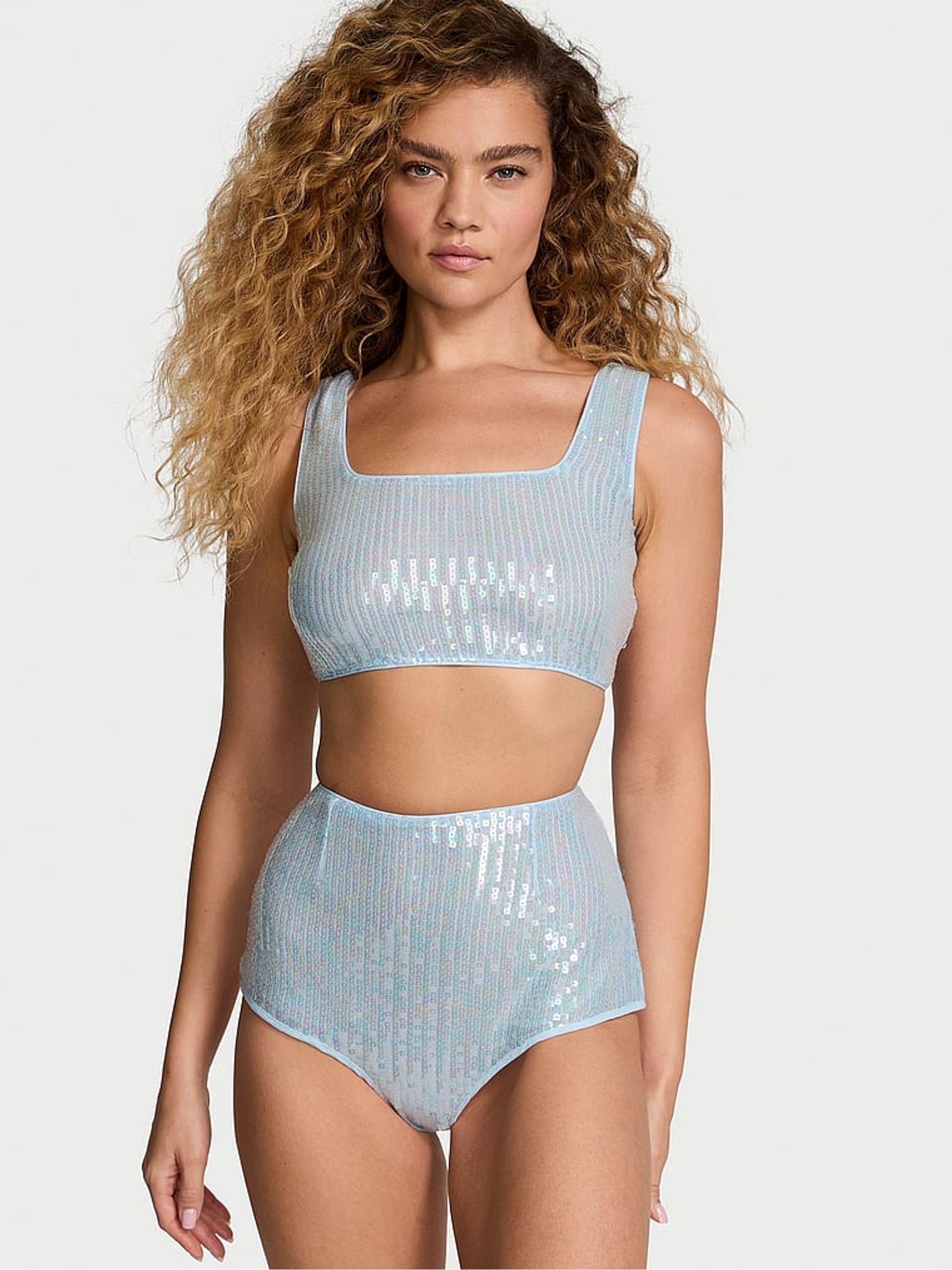 Light Blue Sequin Short Pyjama Set - Image 1 of 4