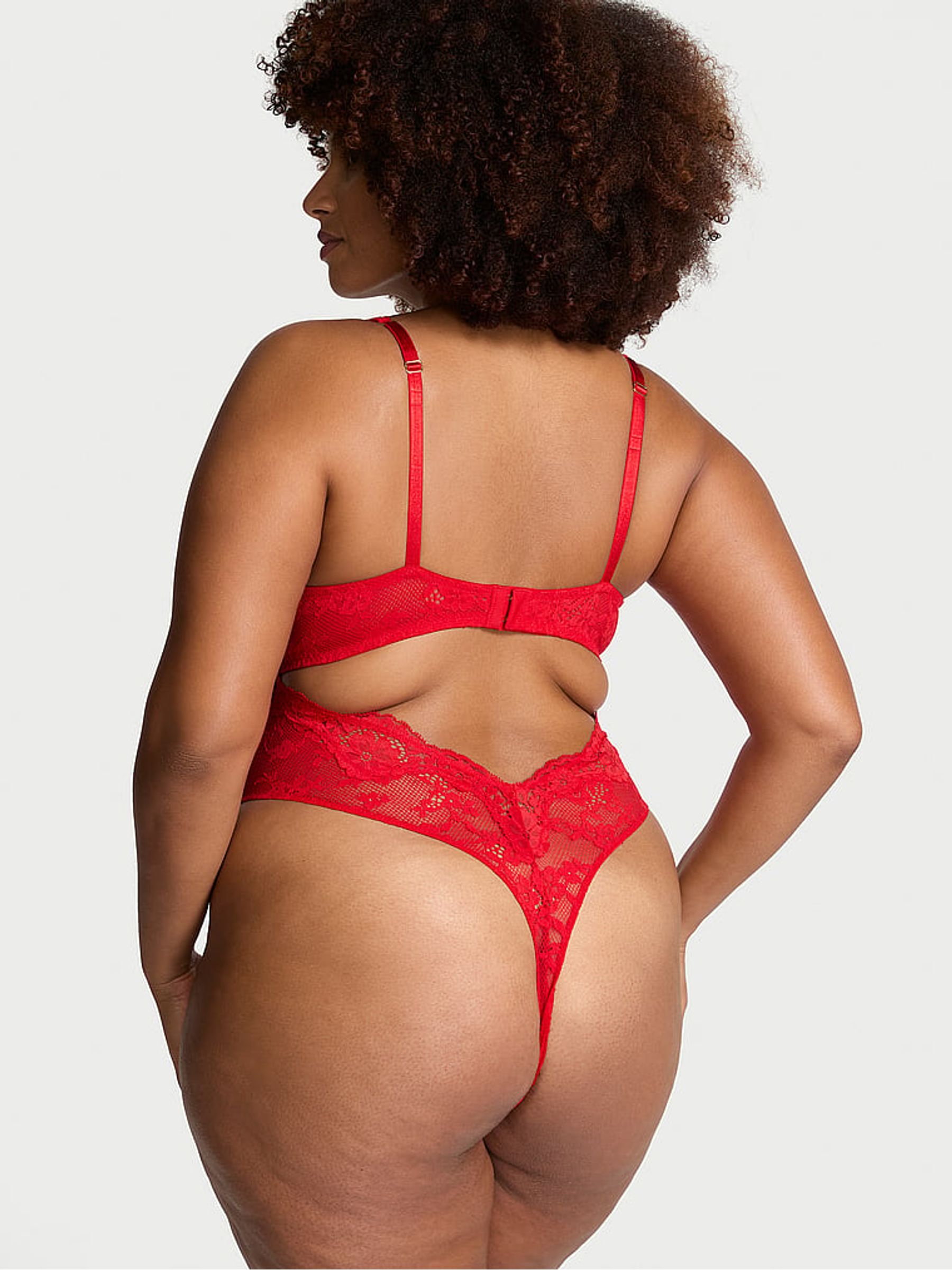 Vermillion Red Lace Bodysuit - Image 2 of 3