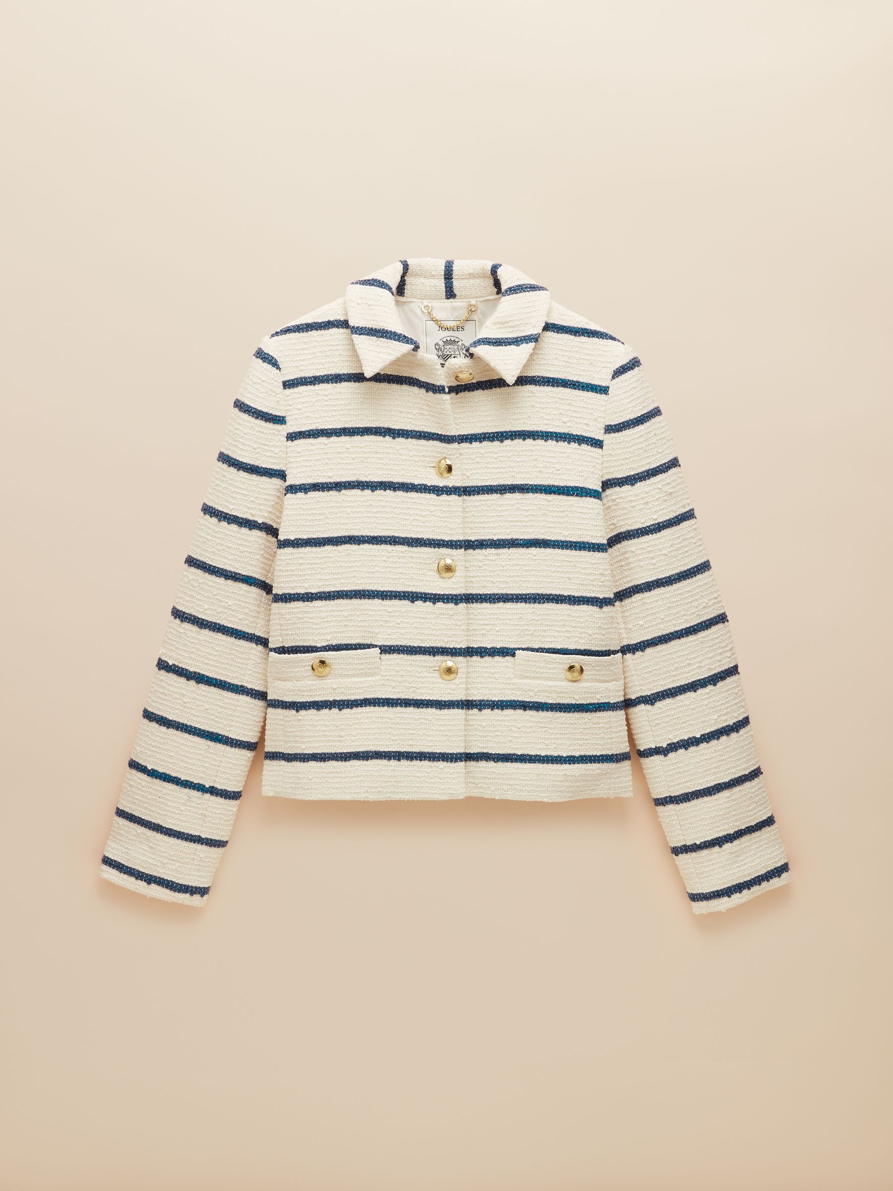 Hampton Cream and Blue Striped Bouclé Jacket - Image 8 of 9