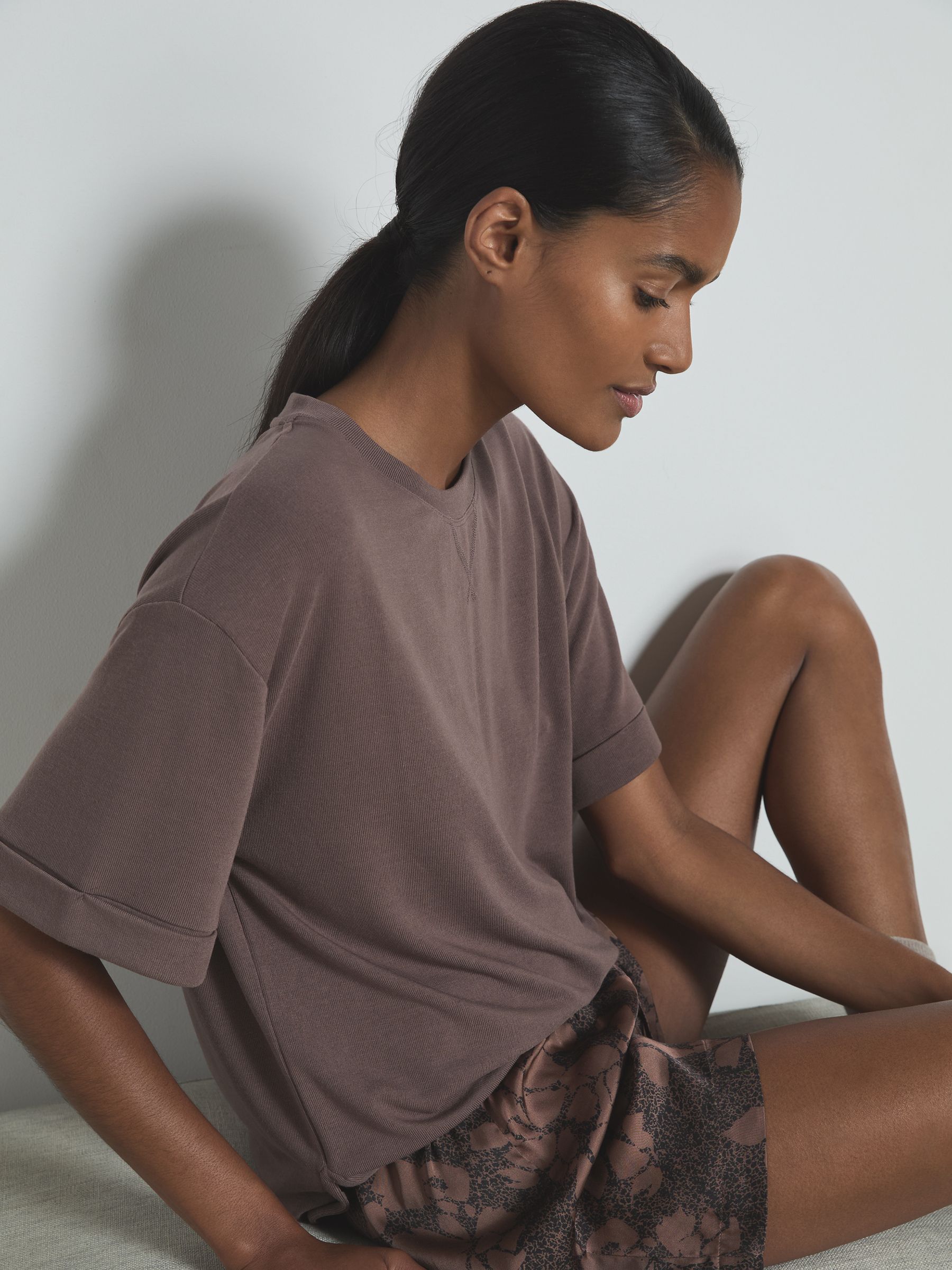 Thermal Jersey Relaxed T-Shirt in Dark Mink - Image 1 of 6