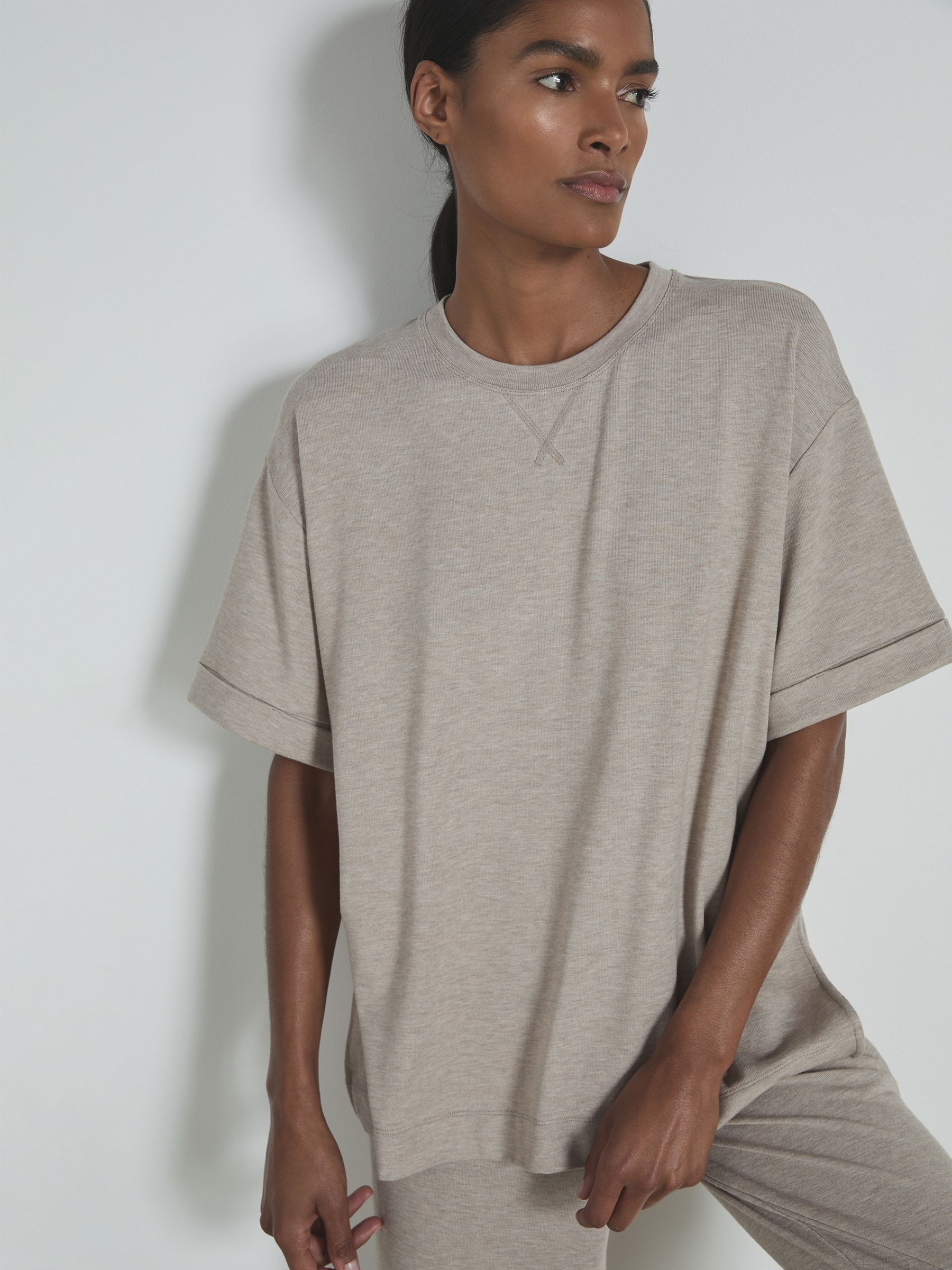 Thermal Jersey Relaxed T-Shirt in Fawn - Image 4 of 6
