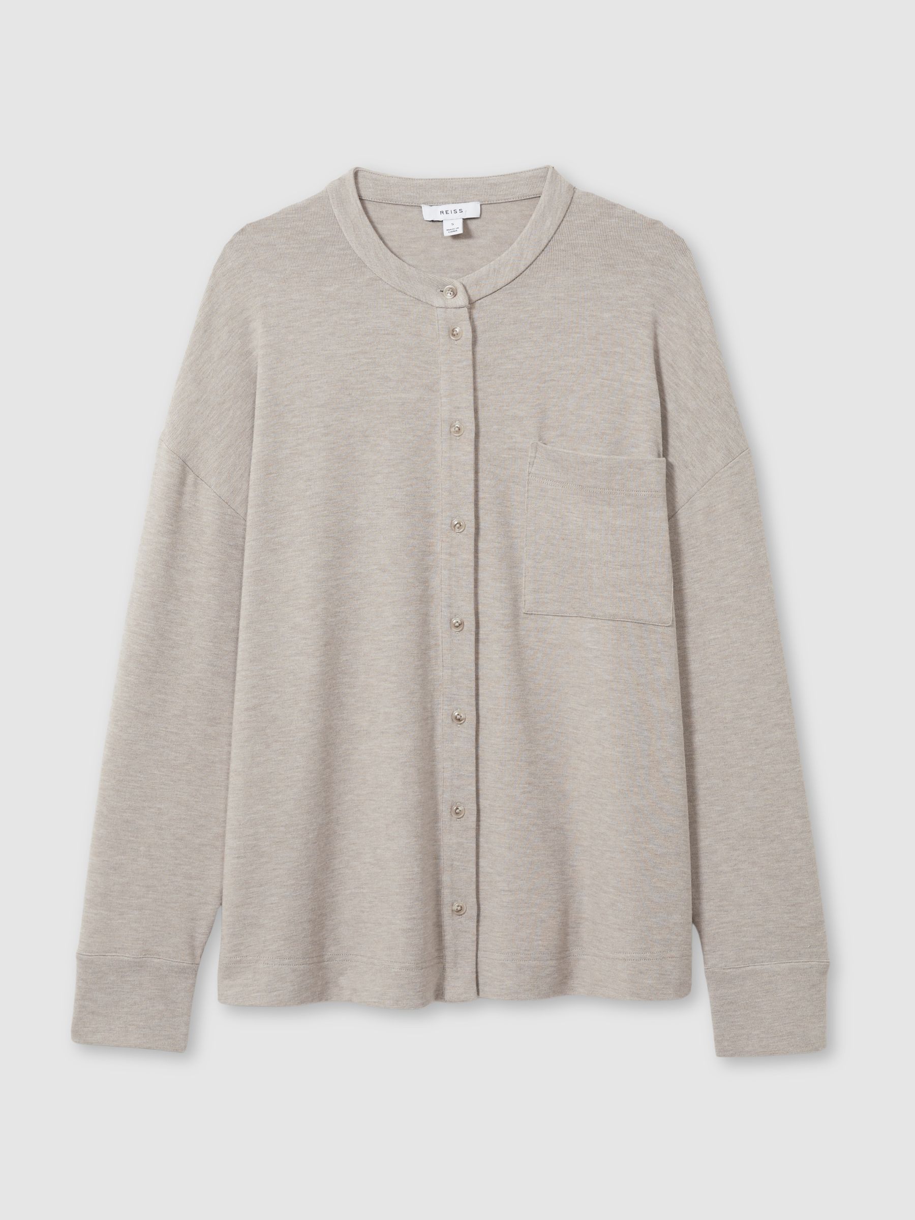 Thermal Jersey Grandad-Collar Shirt in Fawn - Image 2 of 5