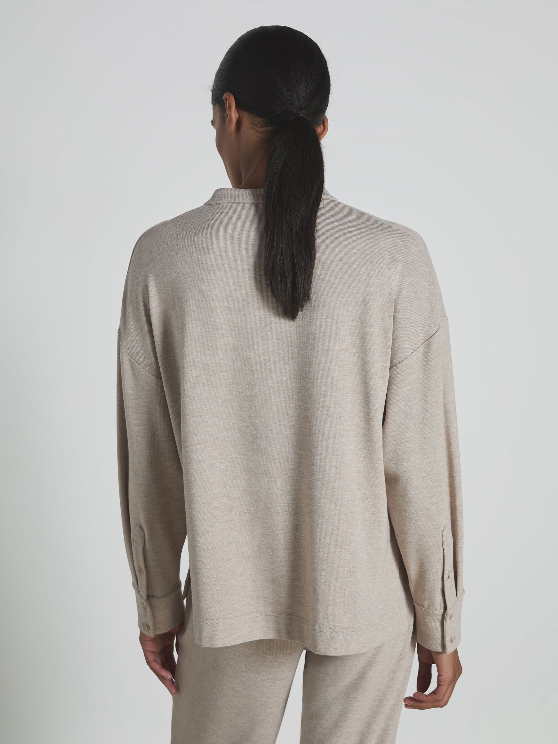 Thermal Jersey Grandad-Collar Shirt in Fawn - Image 5 of 5