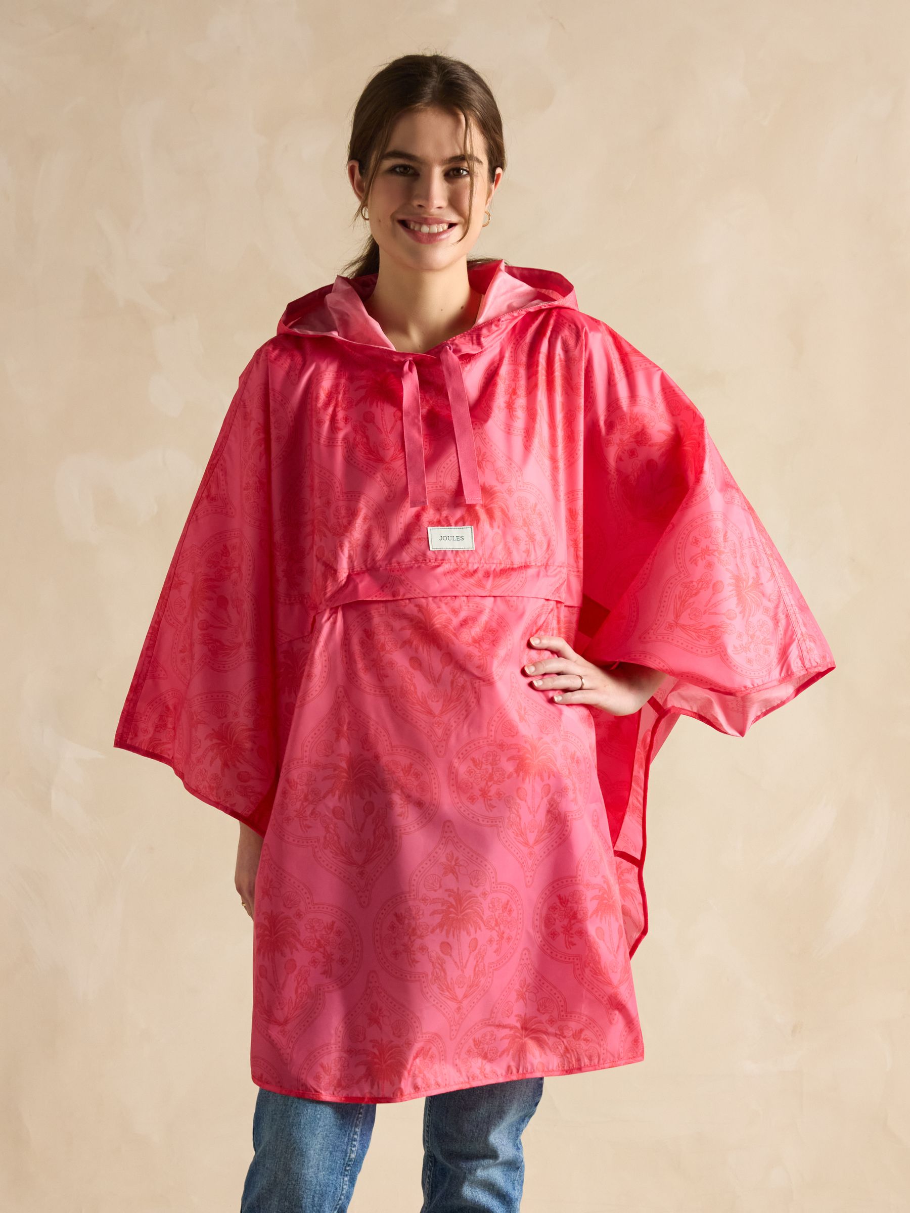 Elstow Pink Packable Poncho with Hood - Image 2 of 6