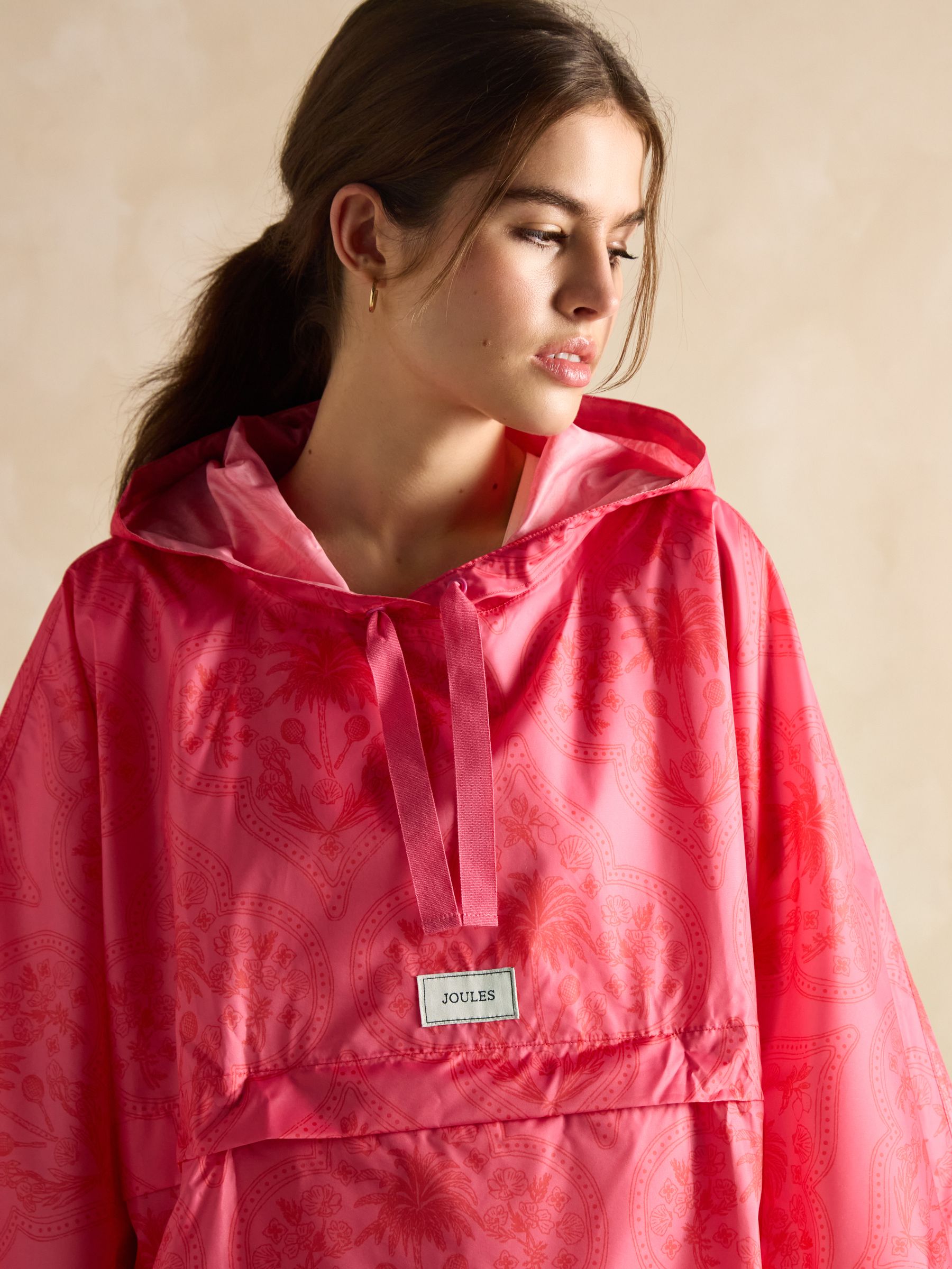 Elstow Pink Packable Poncho with Hood - Image 4 of 6