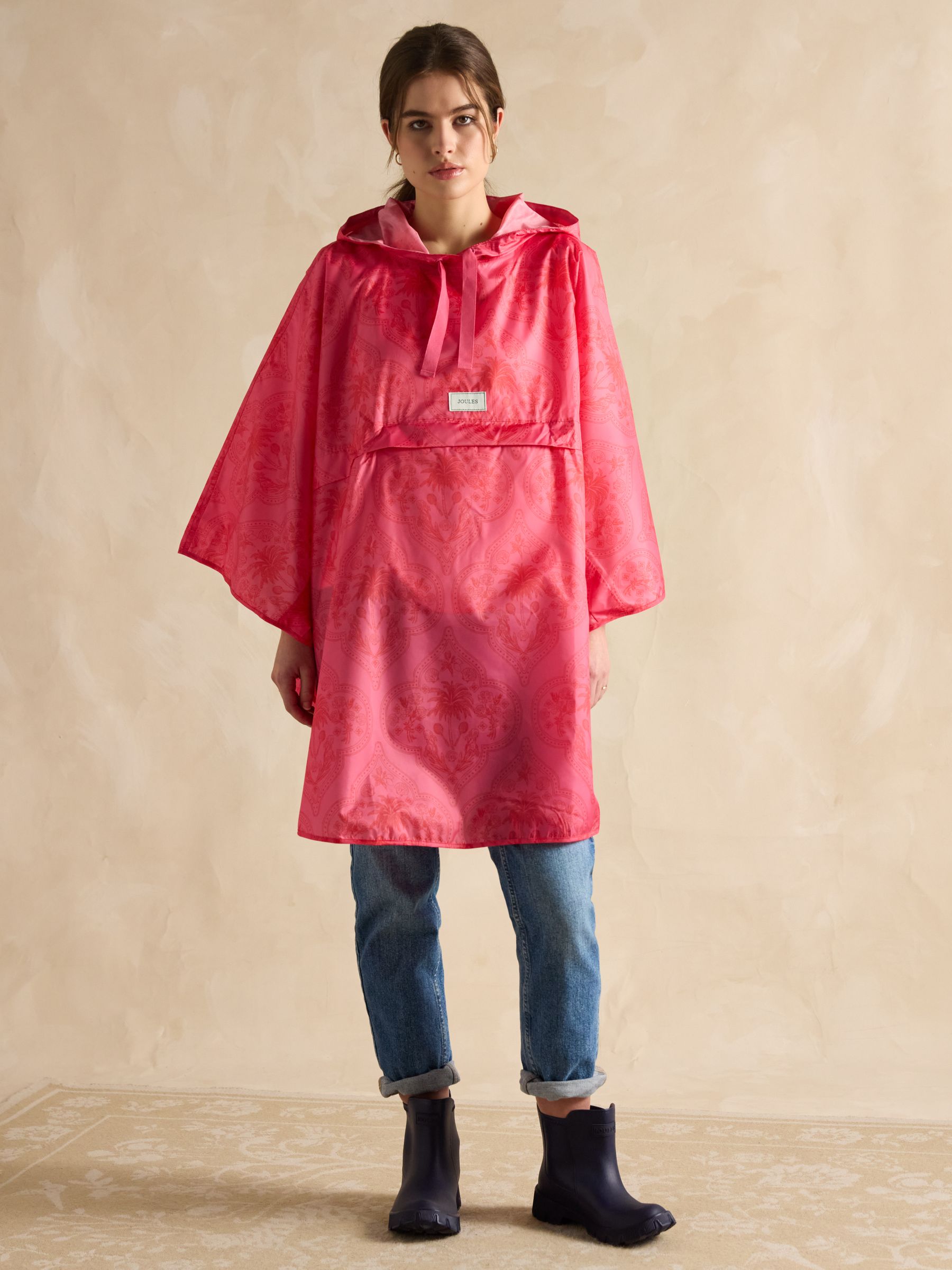 Elstow Pink Packable Poncho with Hood - Image 7 of 9