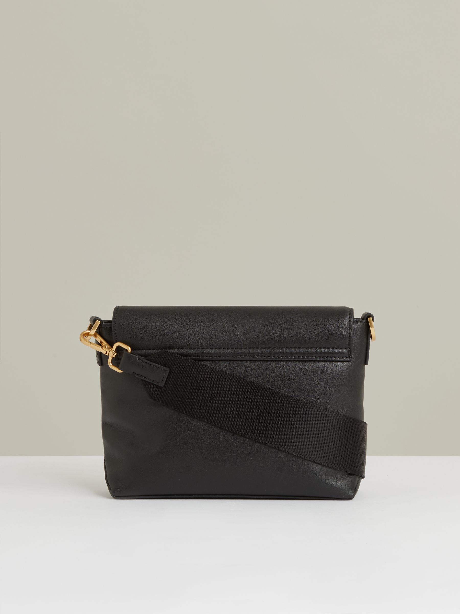 Leather Flap Crossbody Bag in Black - Image 4 of 5