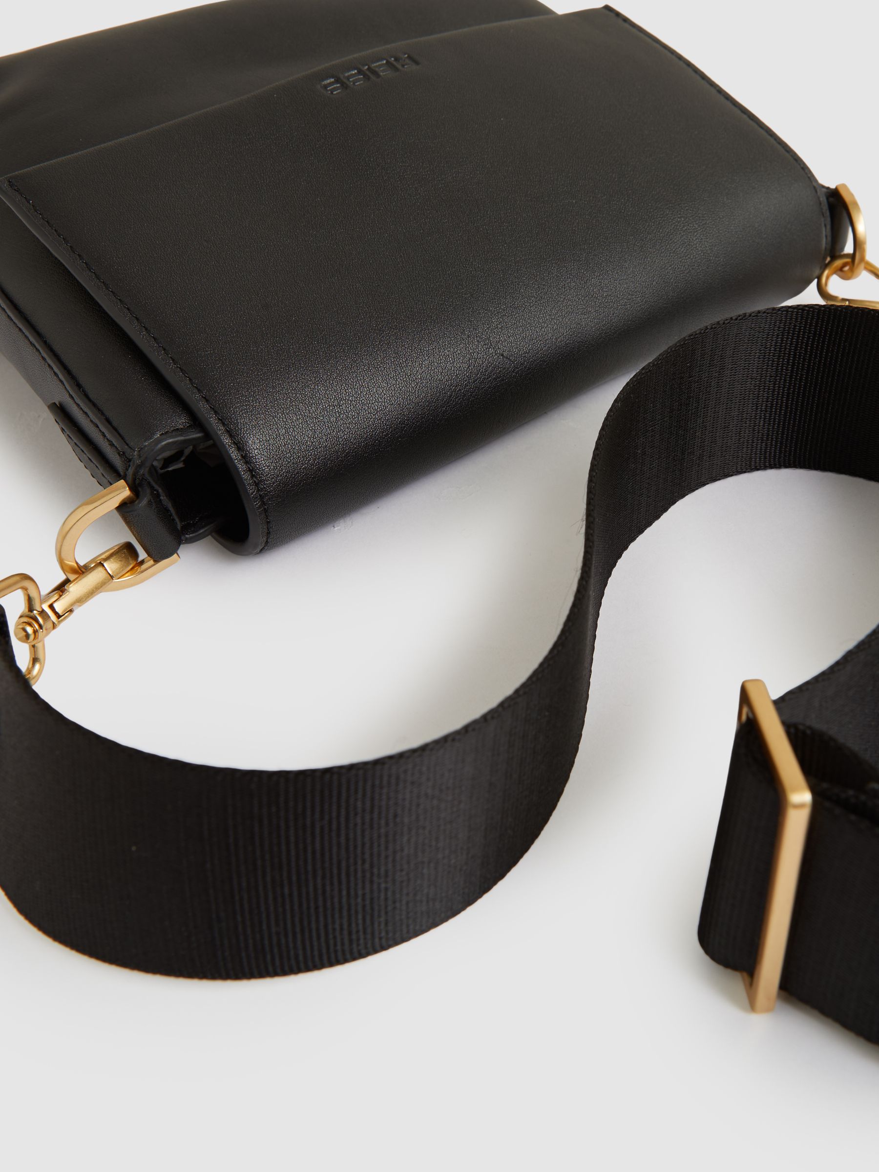 Leather Flap Crossbody Bag in Black - Image 5 of 5