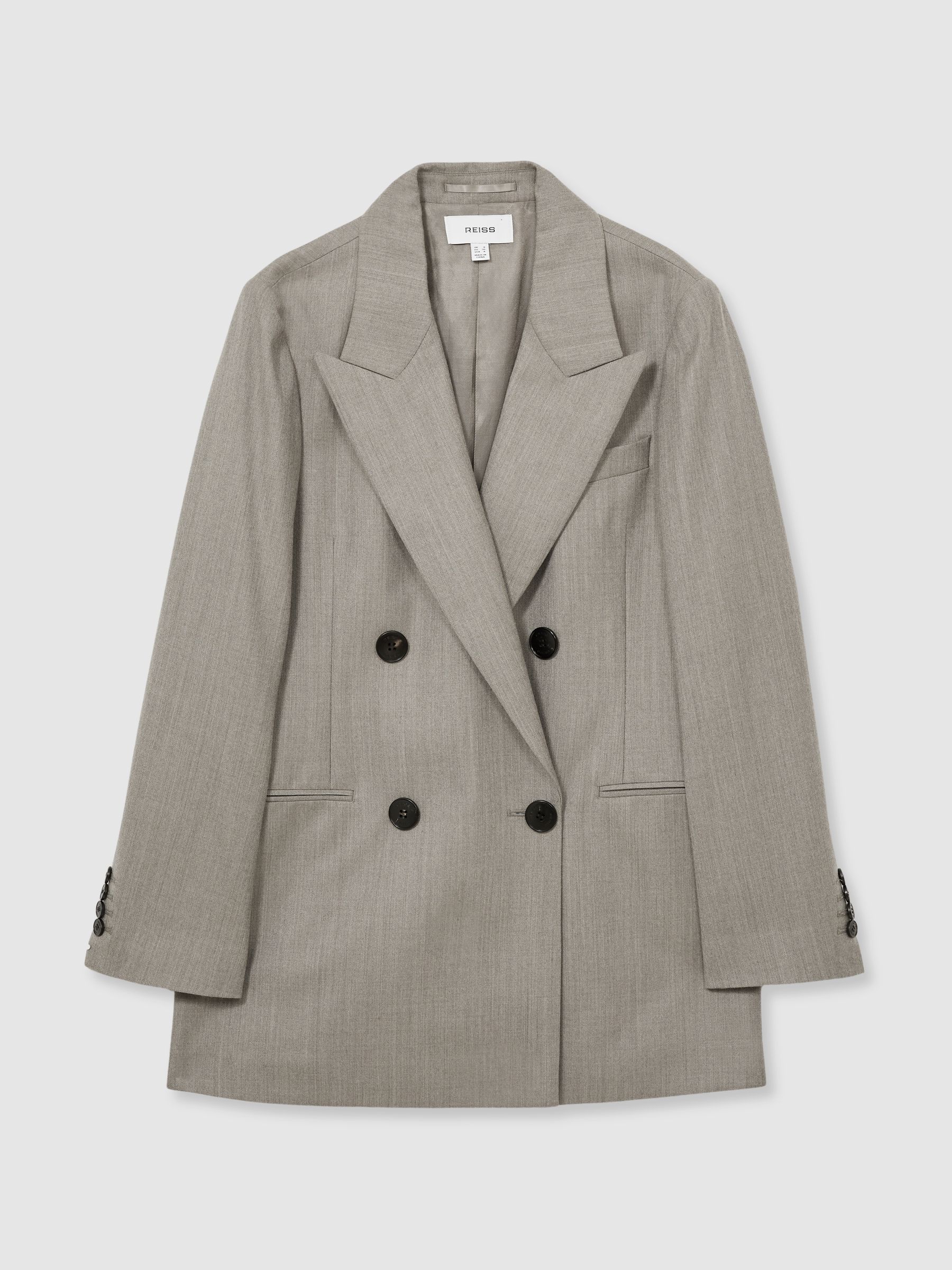 Wool Oversized Double-Breasted Blazer in Grey - Image 3 of 7