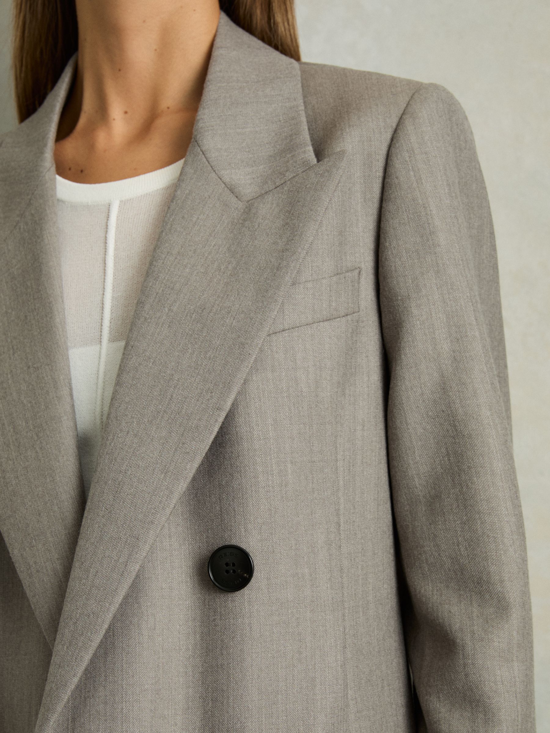 Wool Oversized Double-Breasted Blazer in Grey - Image 5 of 7