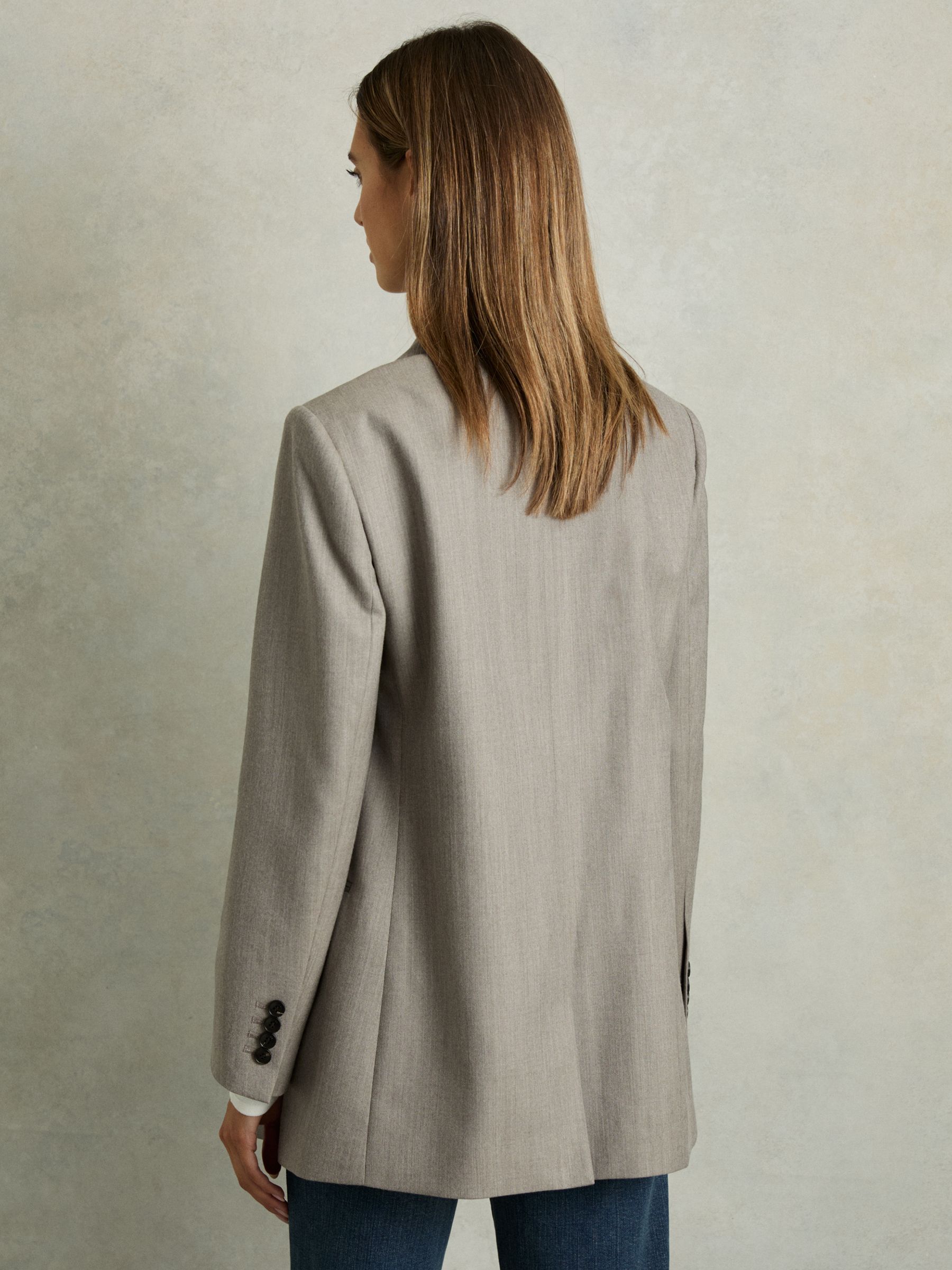 Wool Oversized Double-Breasted Blazer in Grey - Image 6 of 7