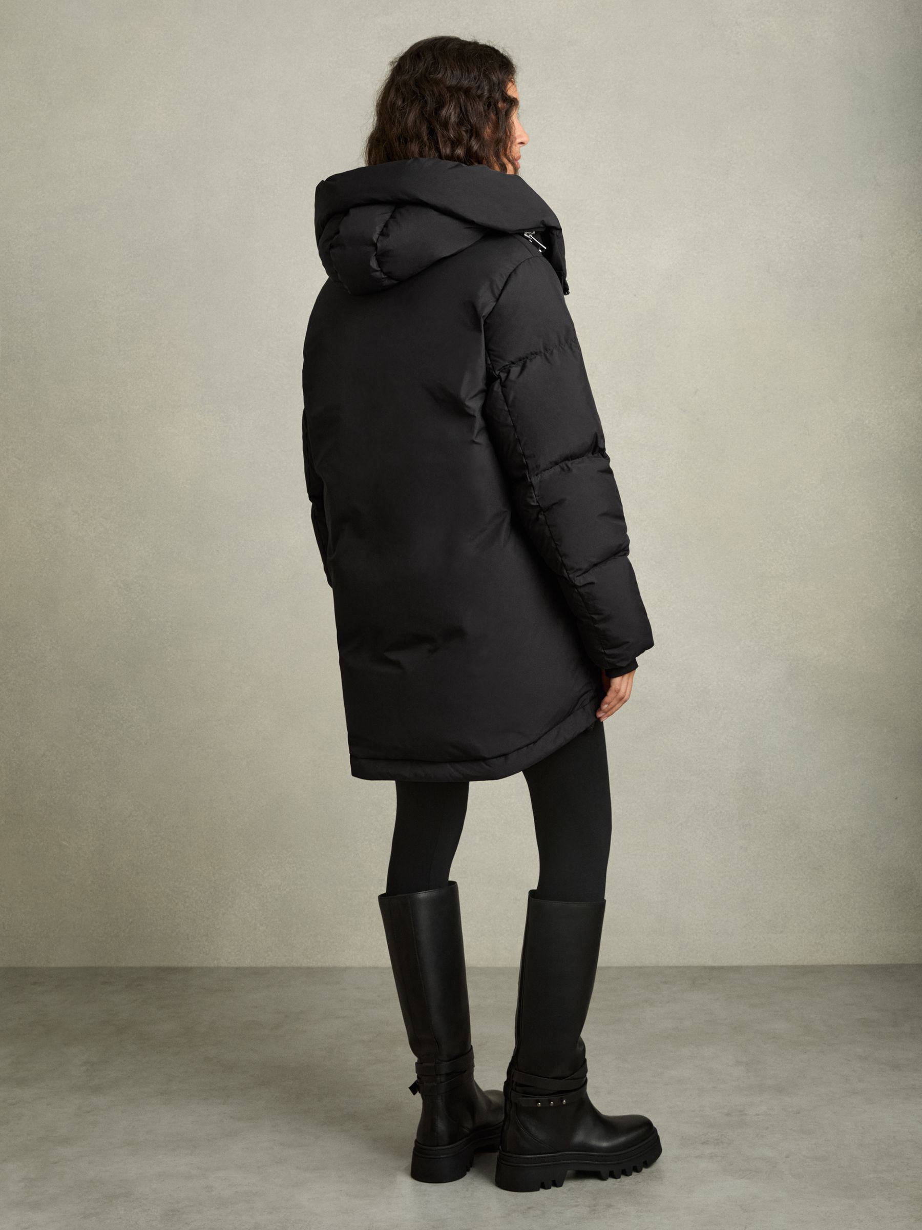Concealed-Hood Puffer Coat in Black - Image 6 of 8
