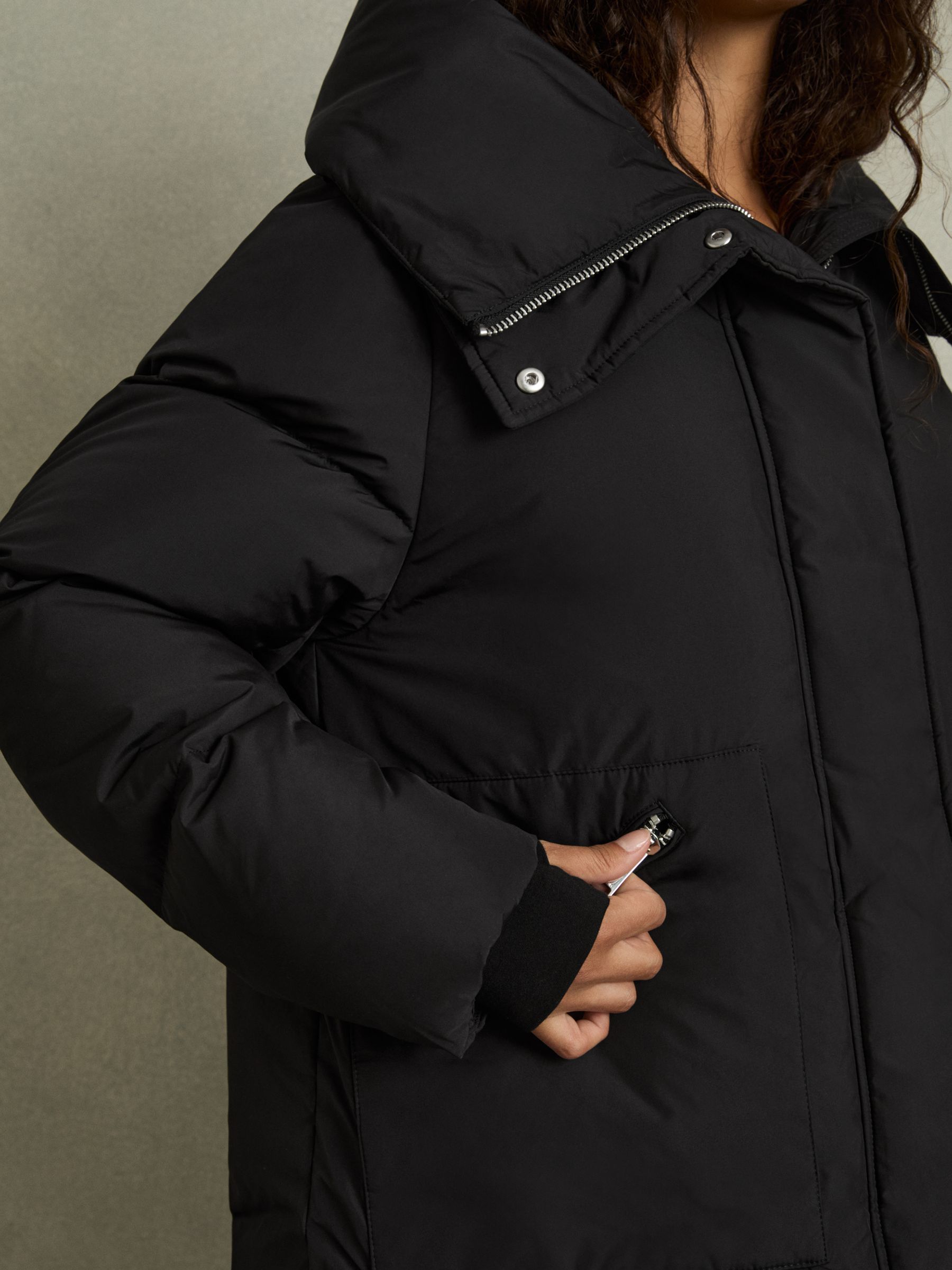 Petite Concealed-Hood Puffer Coat in Black - Image 5 of 9
