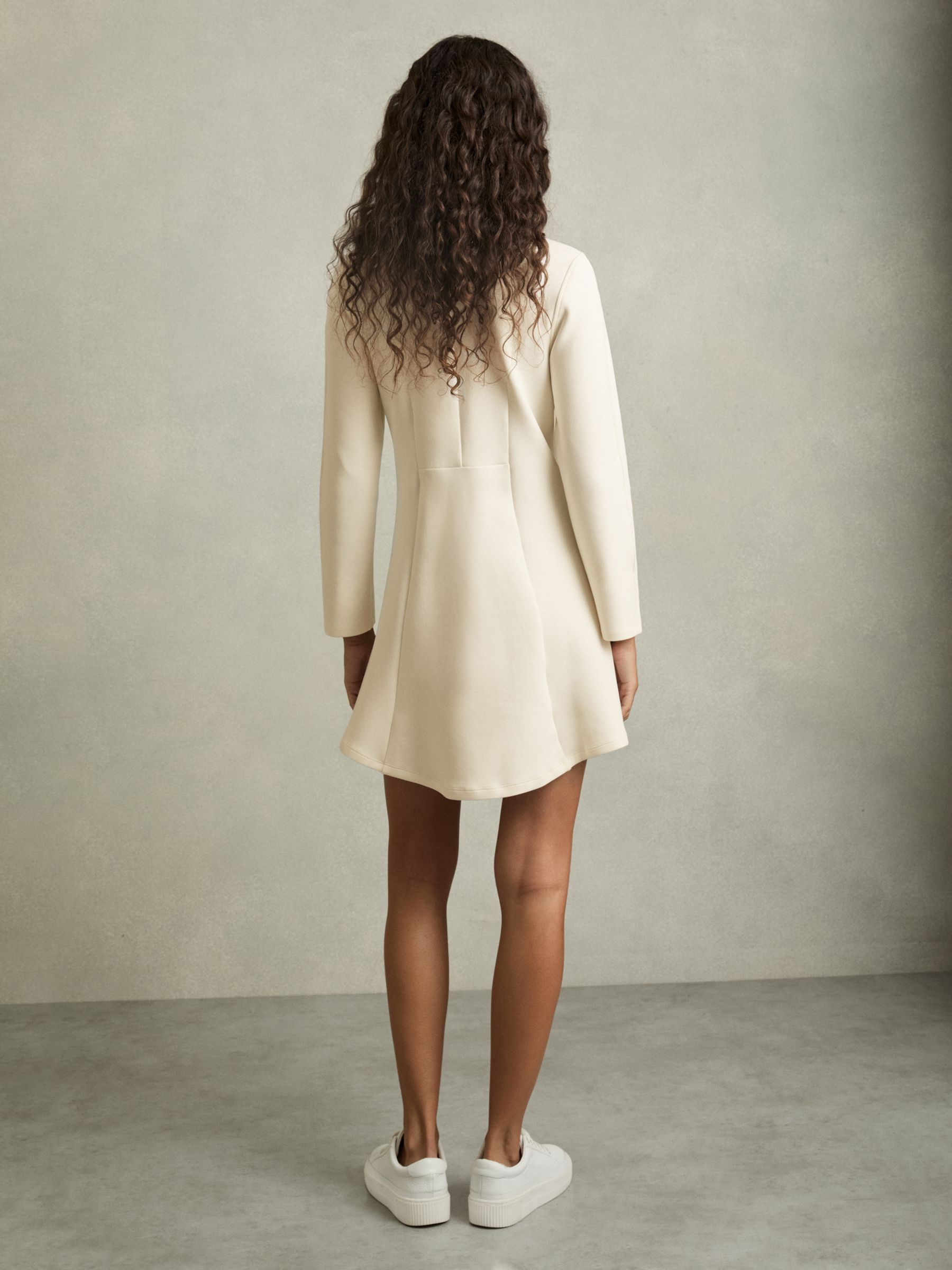 ZIp-Neck Interlock-Jersey Dress in Cream - Image 5 of 6