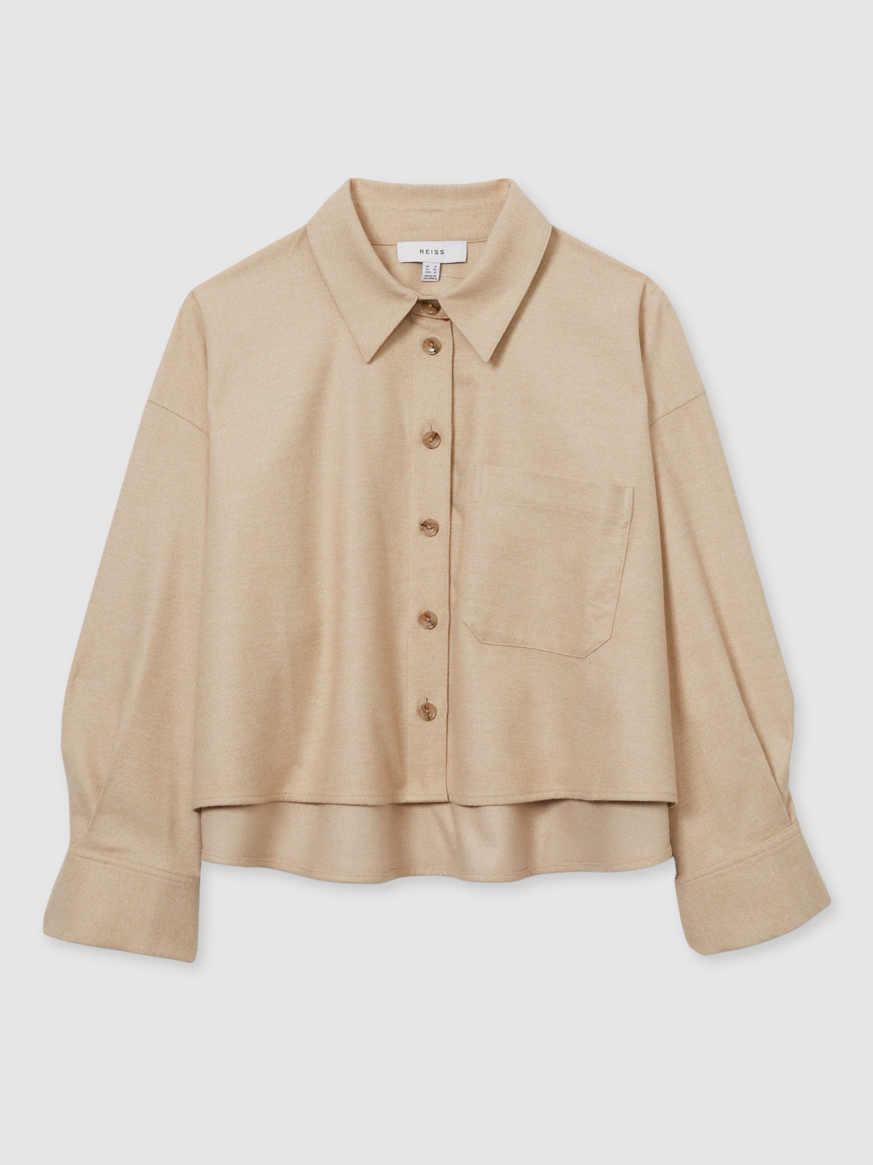 Cropped Flannel Shirt in Stone - Image 2 of 6