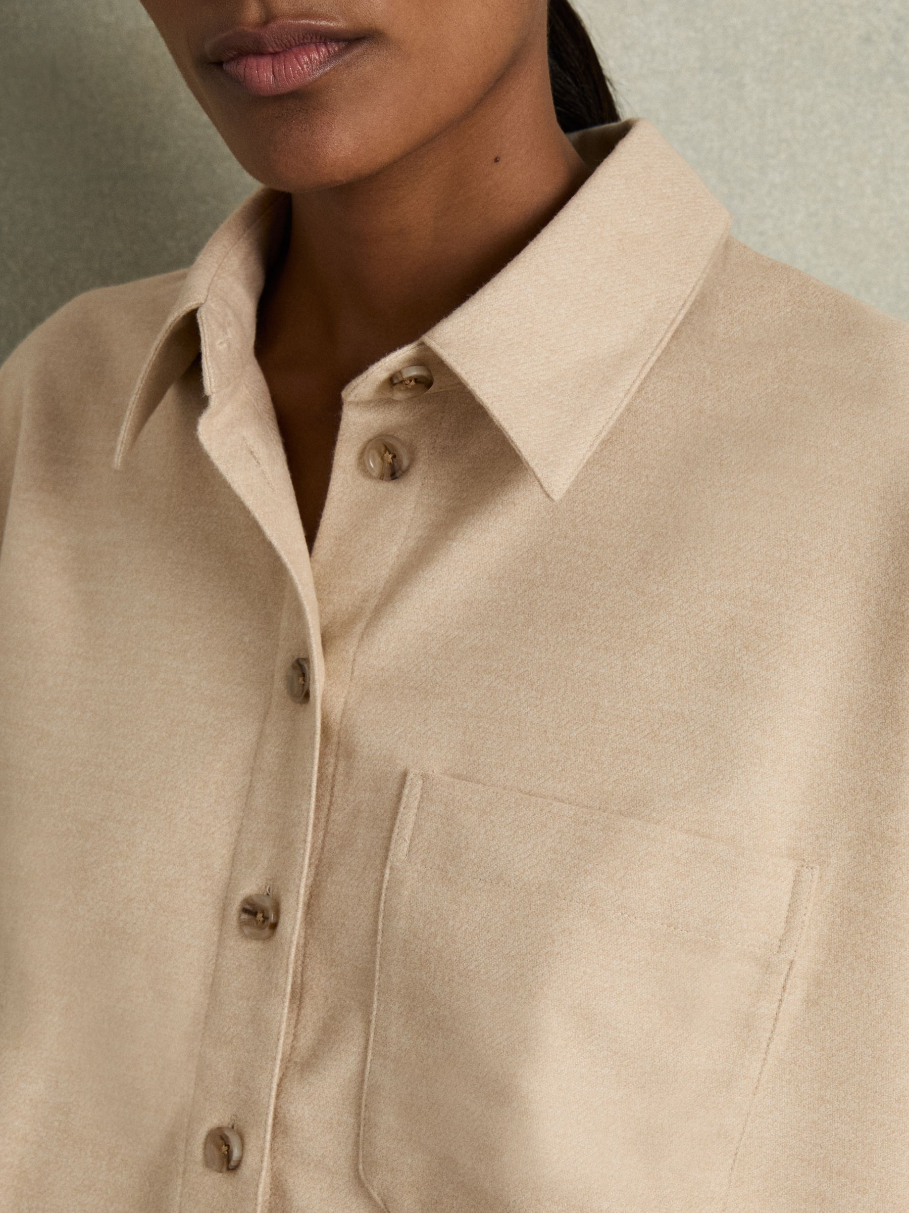 Cropped Flannel Shirt in Stone - Image 4 of 6