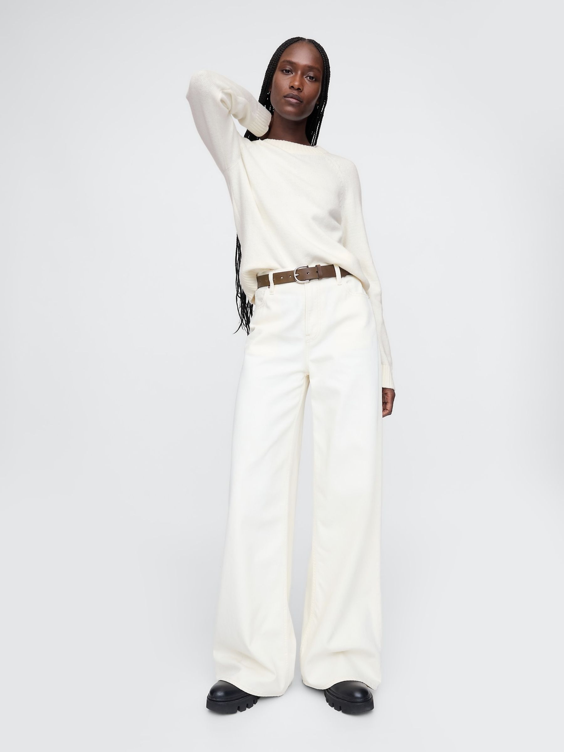 Cream CashSoft Textured Crew Neck Jumper - Image 3 of 5