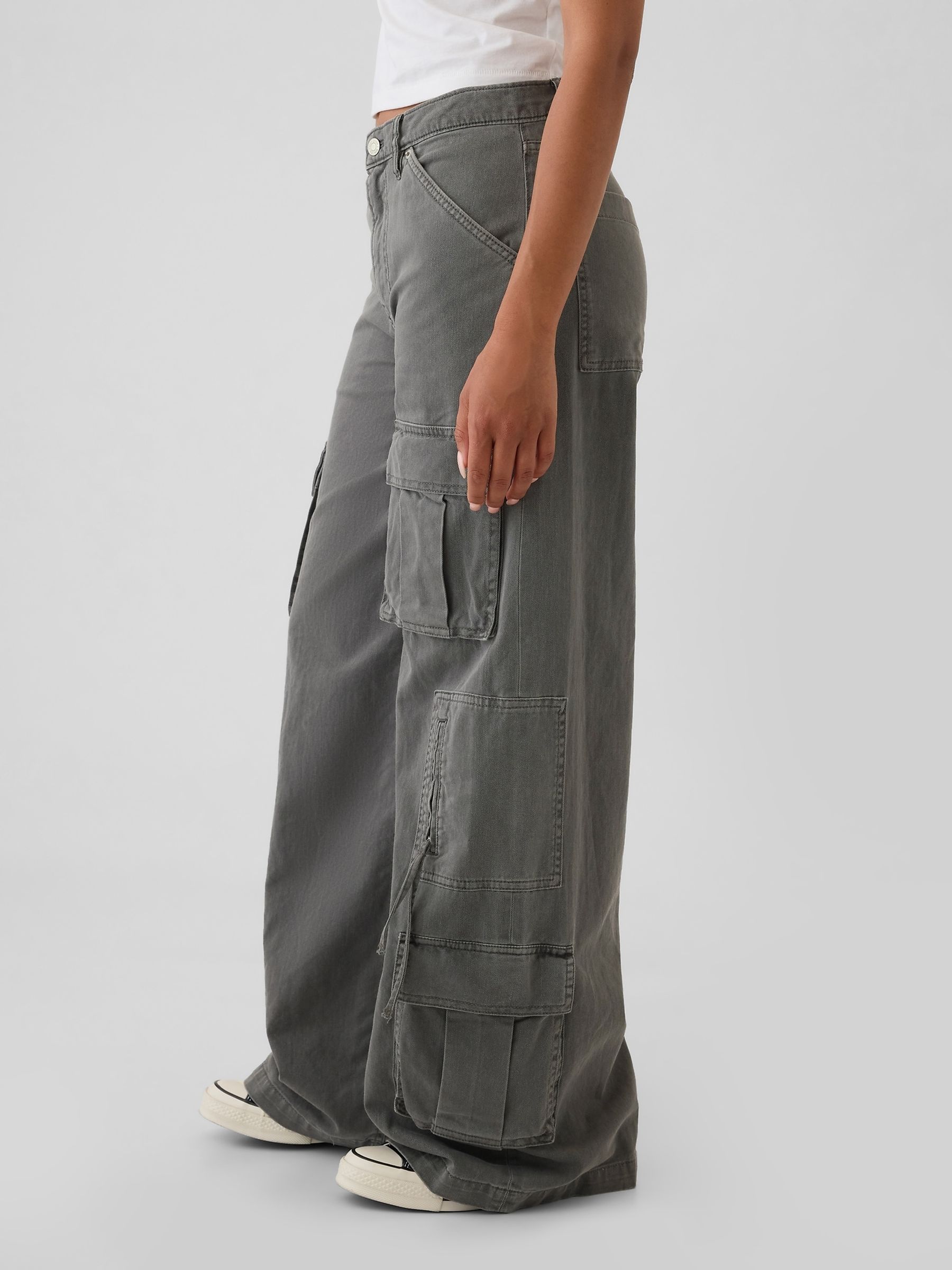 Grey Mid Rise Relaxed Cargo Trousers - Image 4 of 5