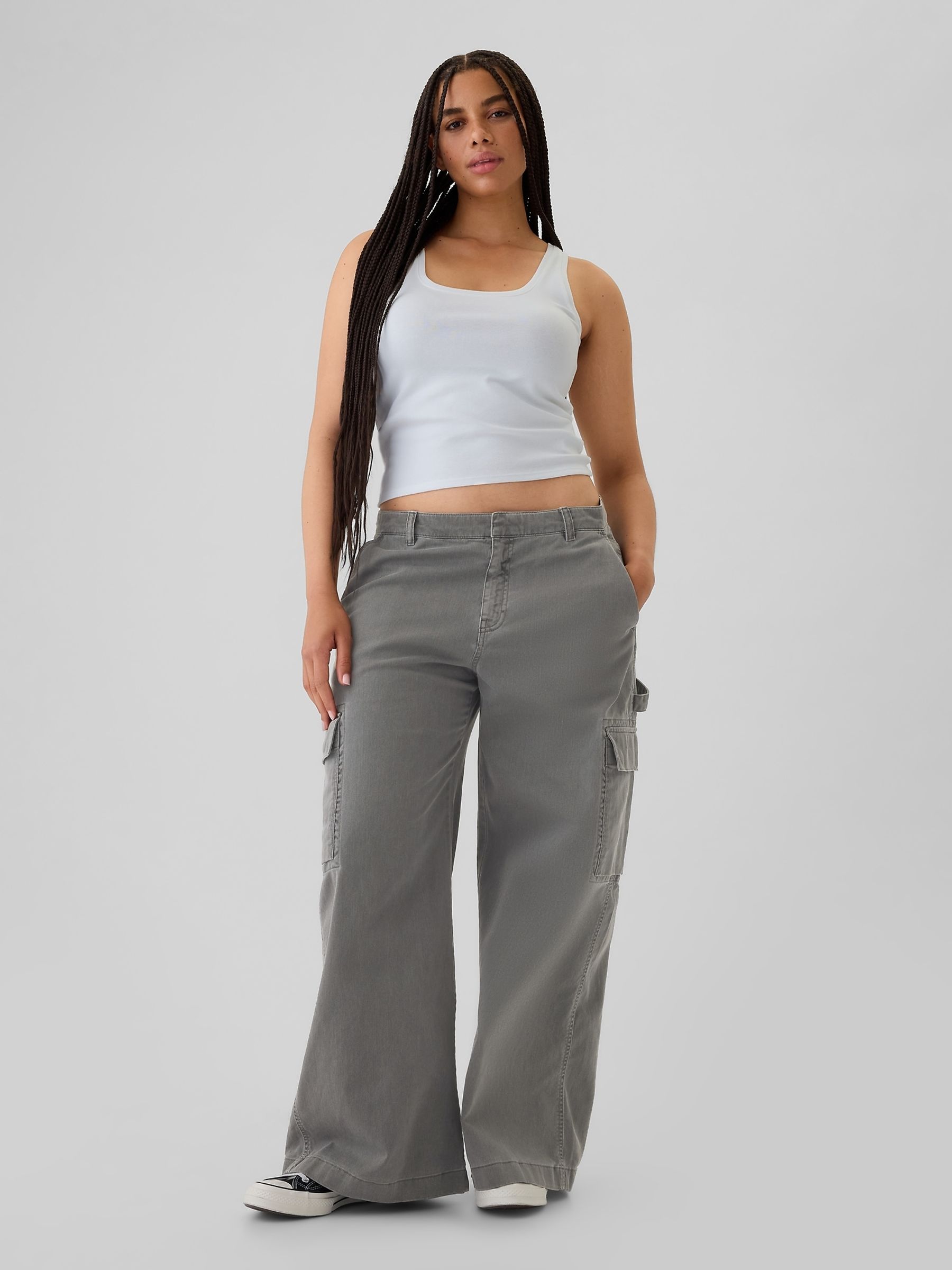 Grey Mid Rise Relaxed Cargo Trousers - Image 5 of 5