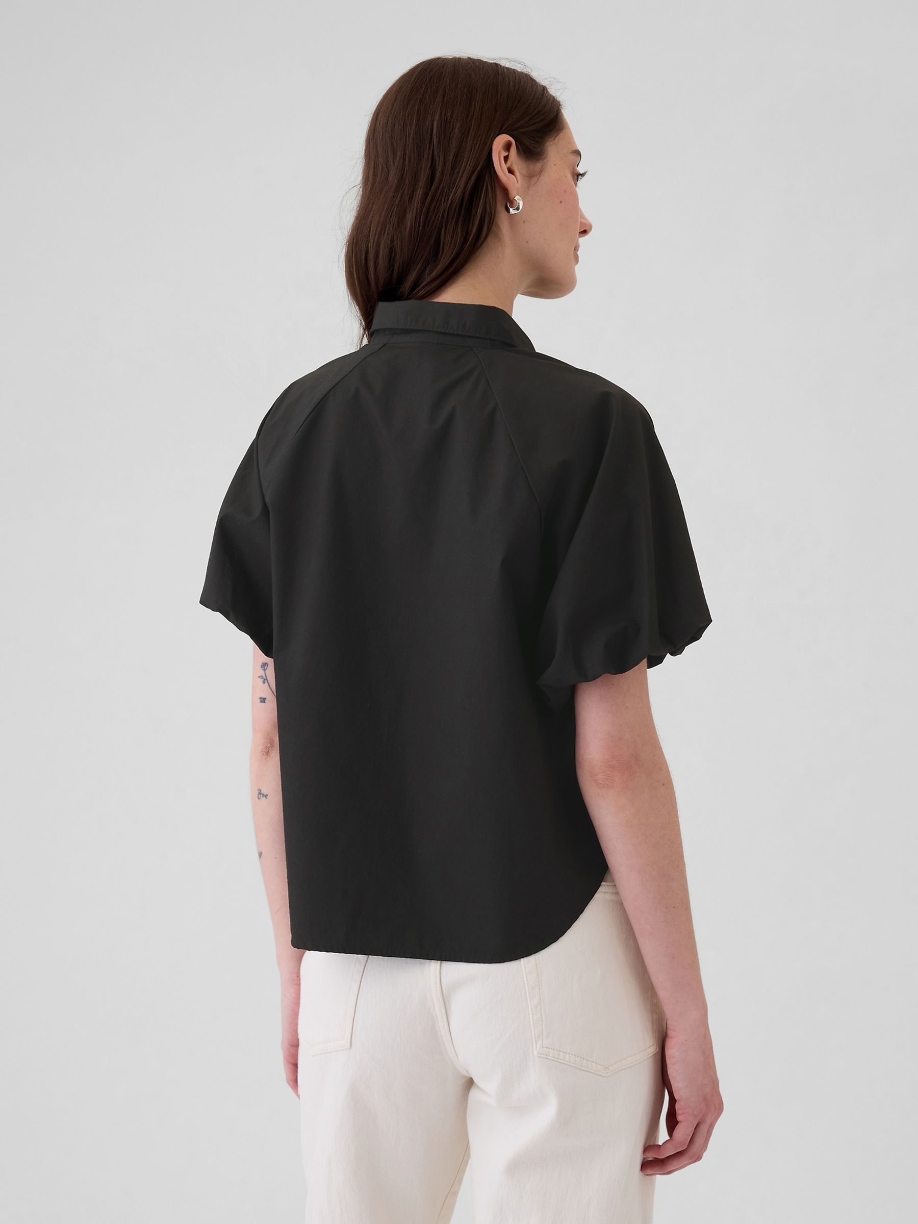 Black Cotton Bubble Short Sleeve Shirt - Image 2 of 5
