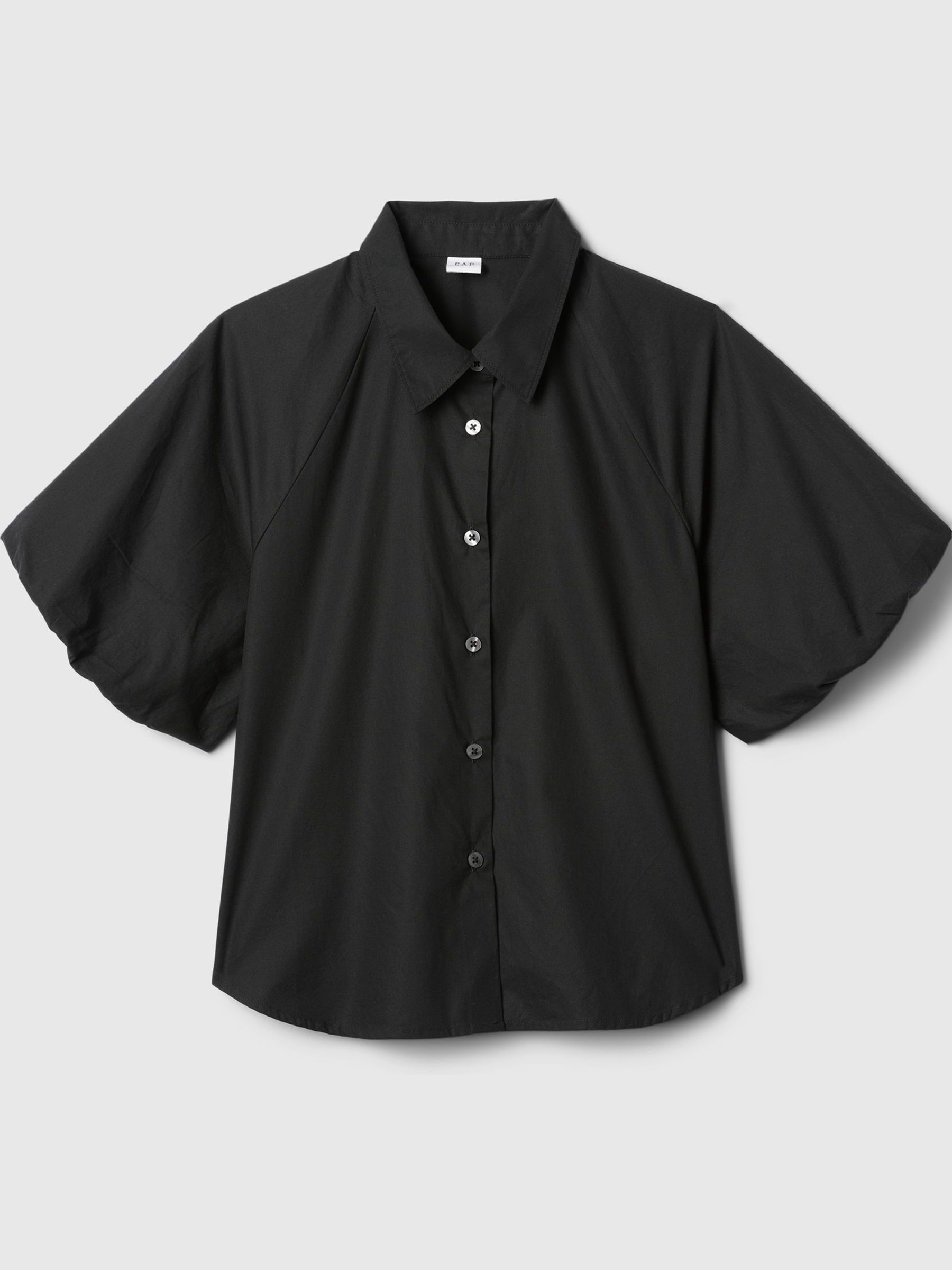 Black Cotton Bubble Short Sleeve Shirt - Image 5 of 5