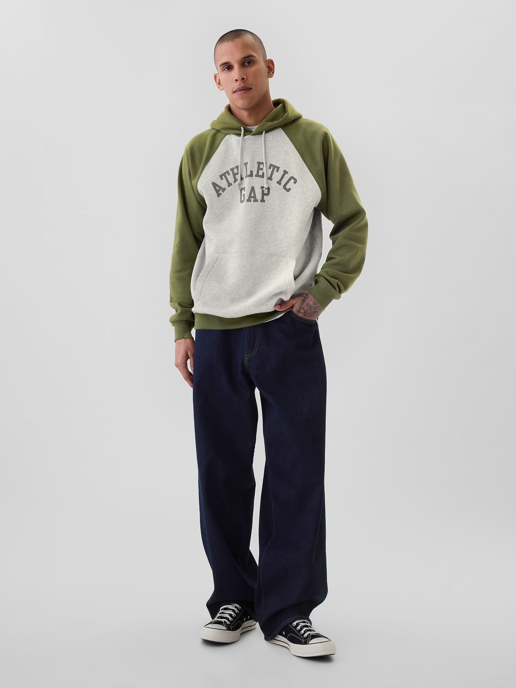 Green/Grey Athletic Logo Hoodie - Image 3 of 5