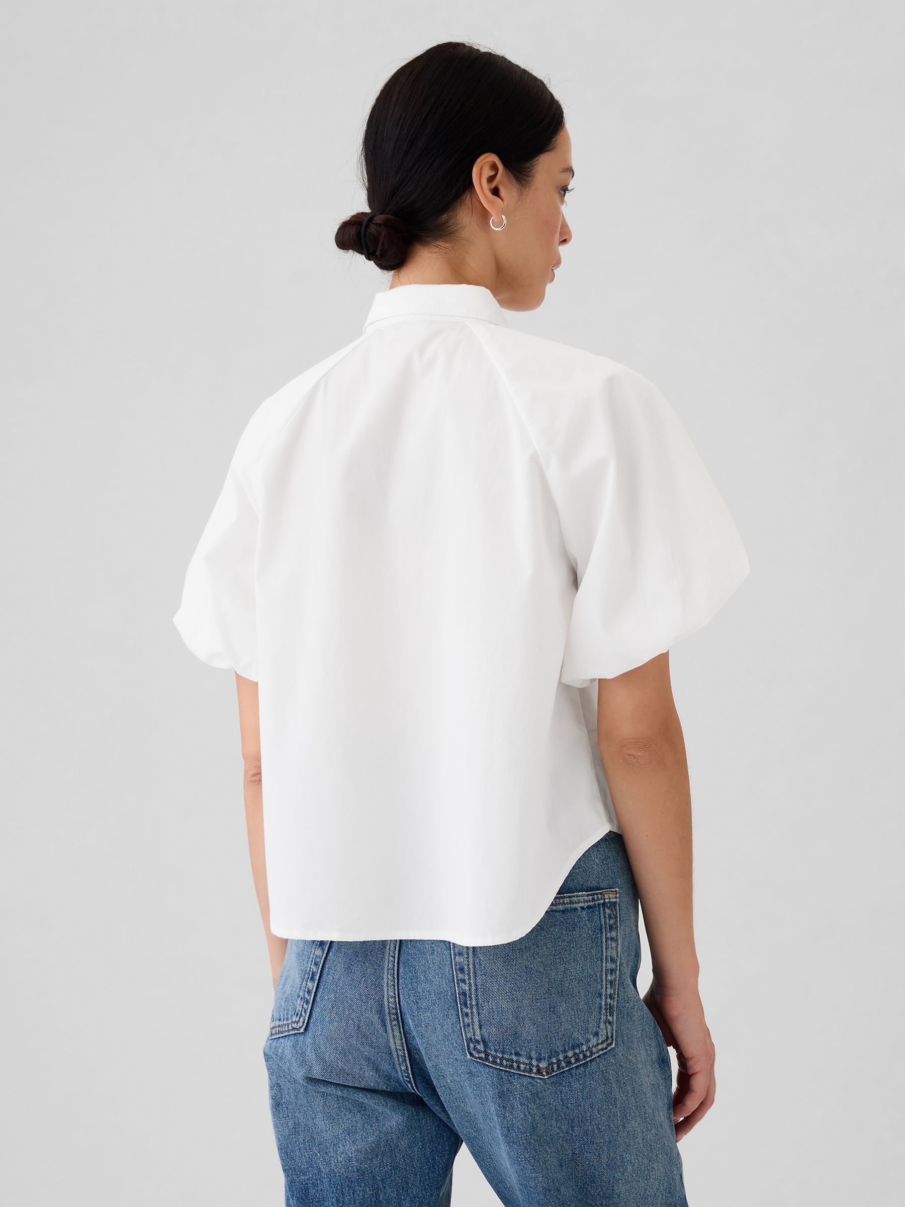 White Cotton Bubble Short Sleeve Shirt - Image 2 of 4