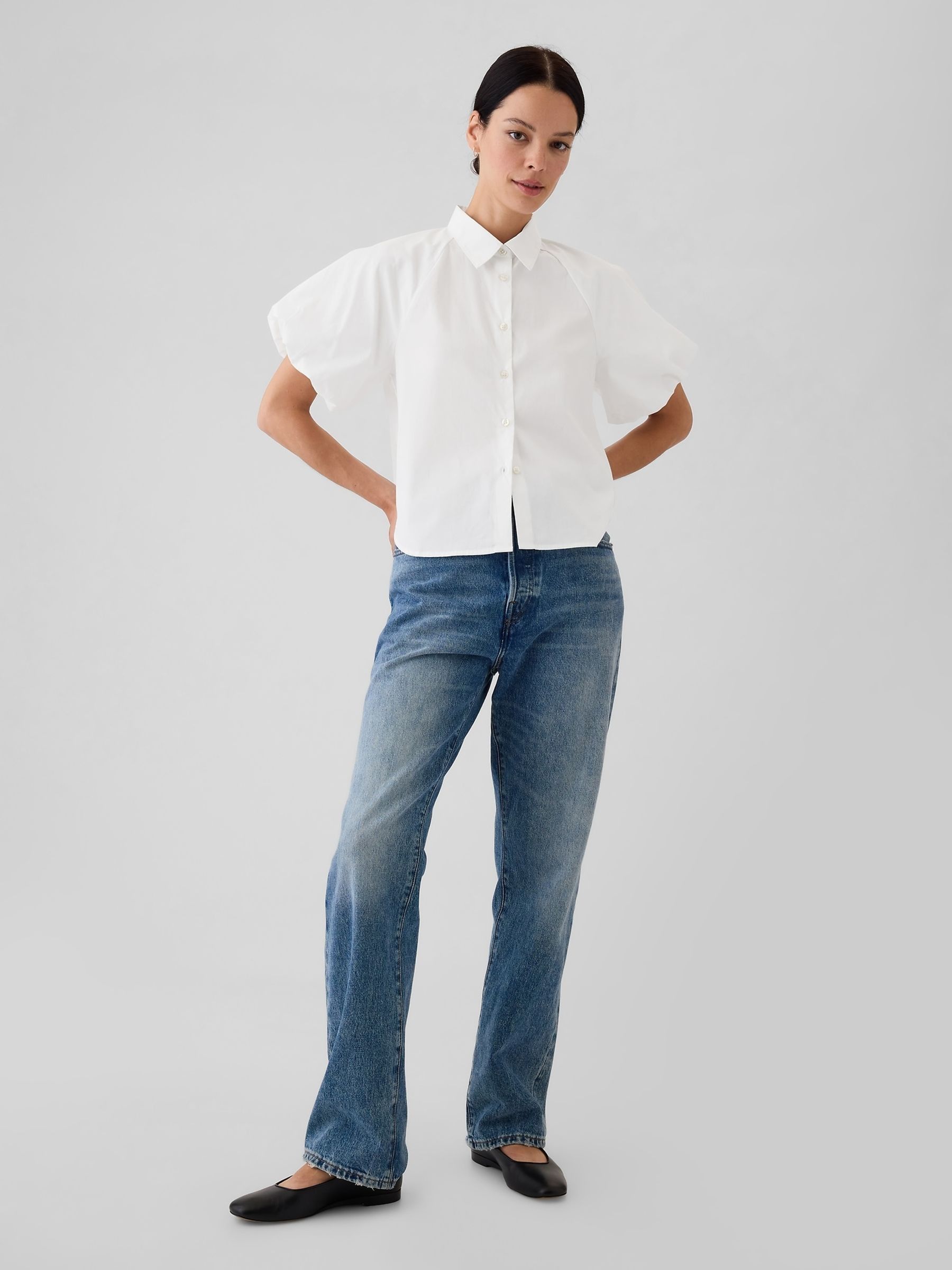 White Cotton Bubble Short Sleeve Shirt - Image 3 of 4