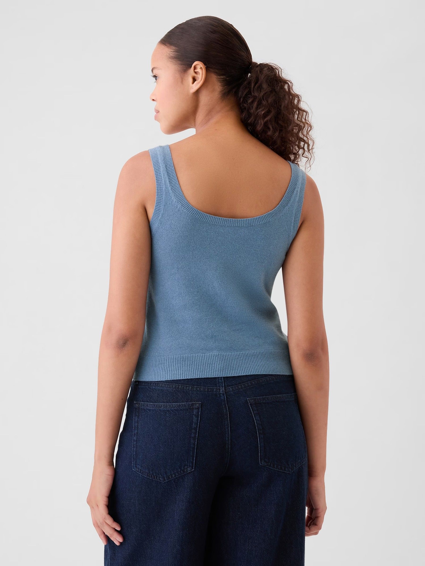 Blue CashSoft Cropped Vest Top - Image 2 of 3