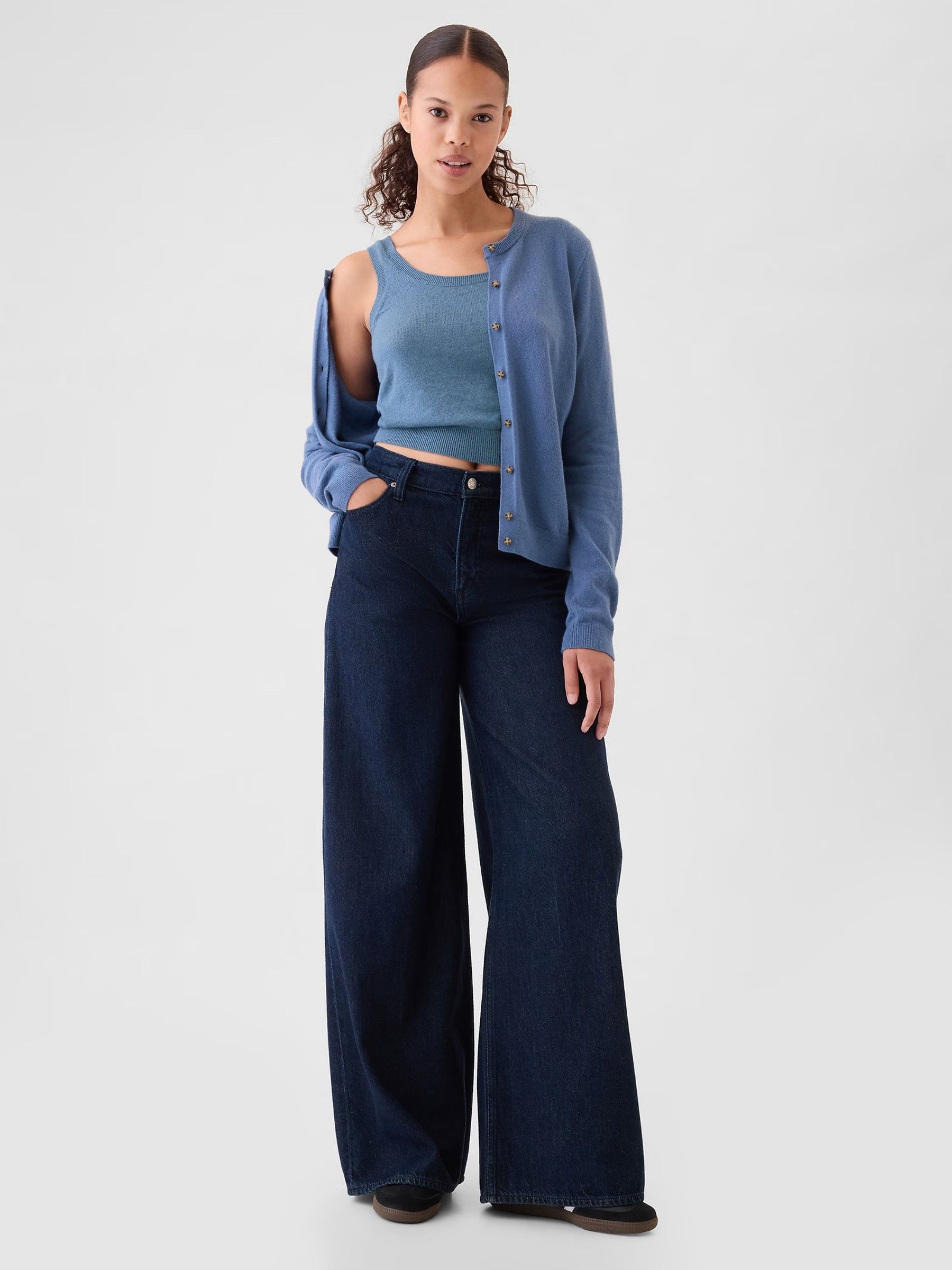 Blue CashSoft Cropped Vest Top - Image 3 of 3