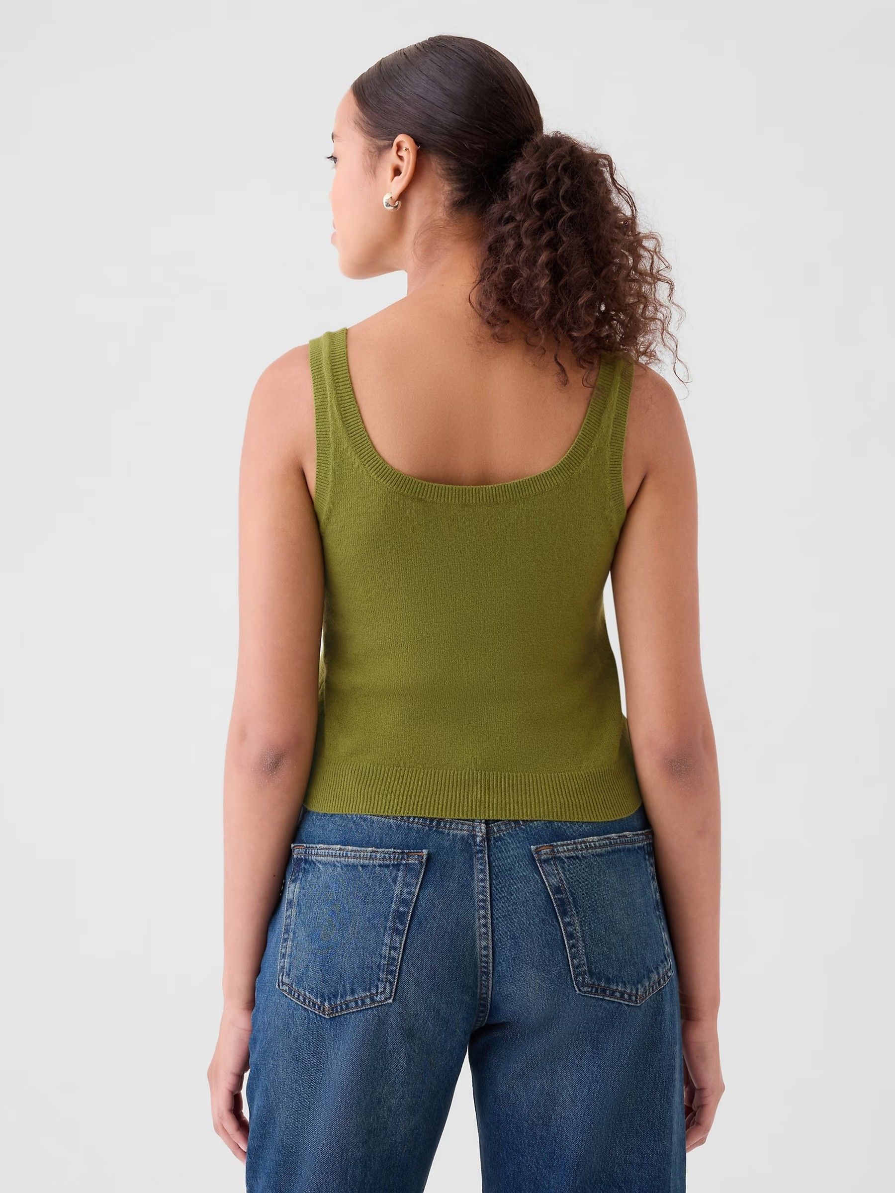 Green CashSoft Cropped Vest Top - Image 2 of 6