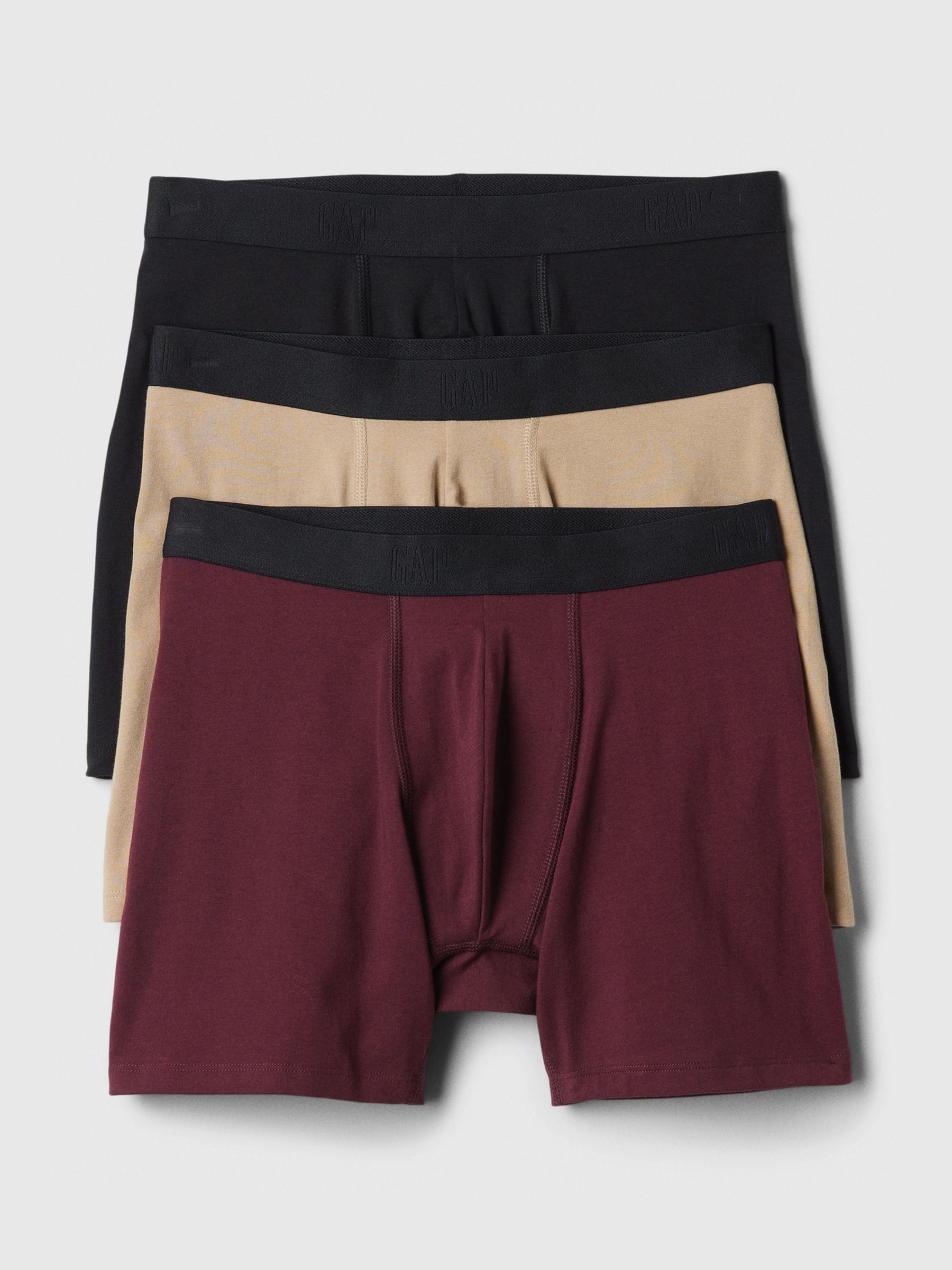 Red, Beige & Black Cotton Logo 3 Pack Boxers - Image 1 of 1