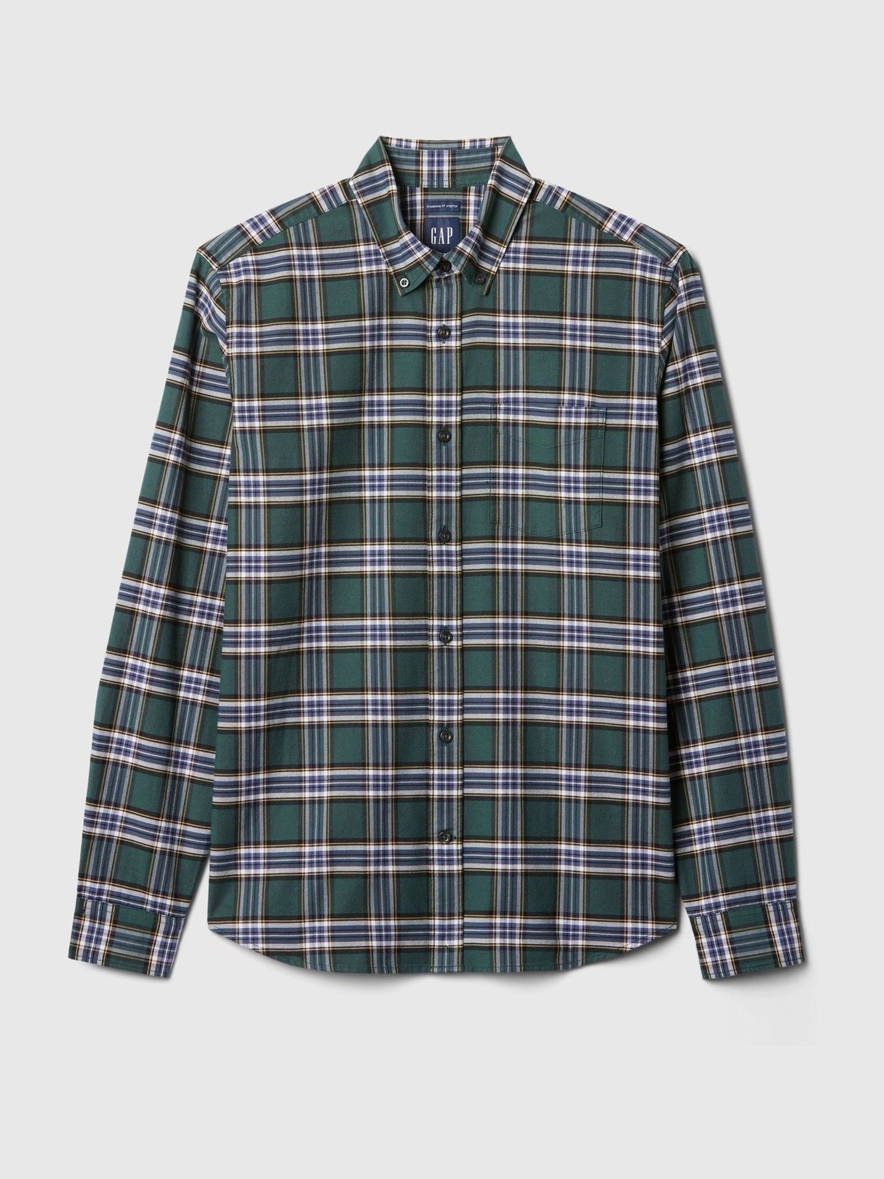 Green Check Regular Fit Long Sleeve Oxford Shirt - Image 4 of 5
