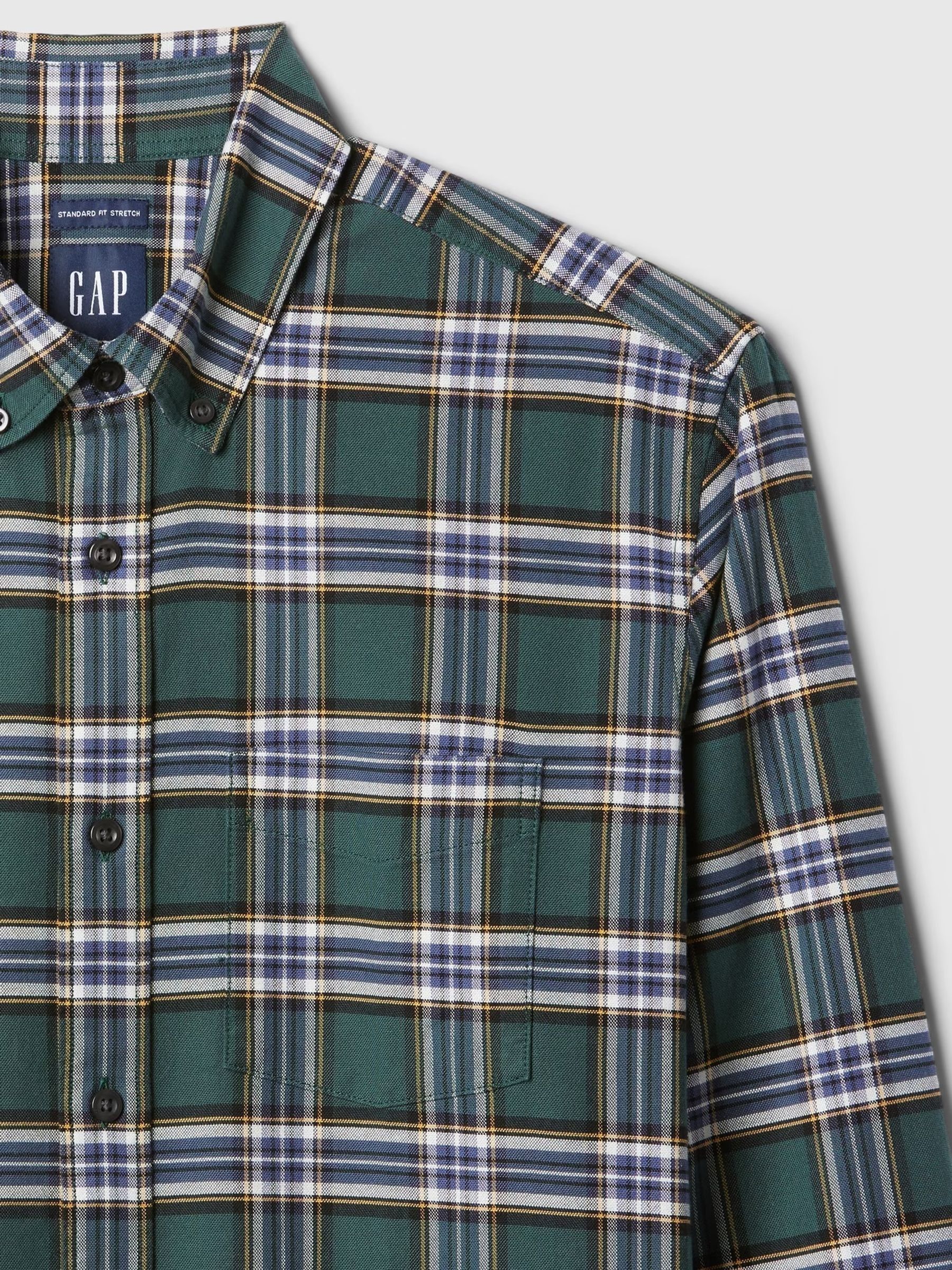 Green Check Regular Fit Long Sleeve Oxford Shirt - Image 5 of 5