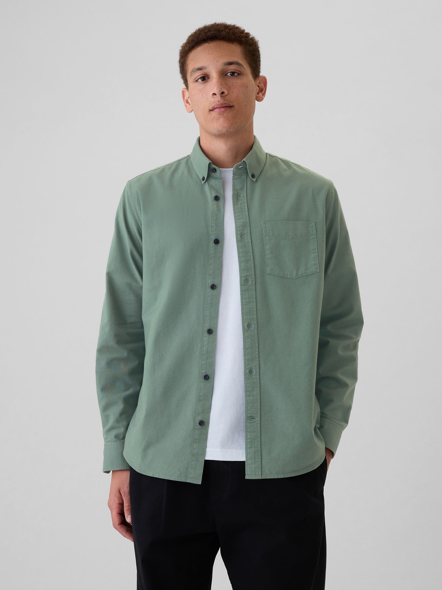 Green Regular Fit Long Sleeve Oxford Shirt - Image 1 of 1