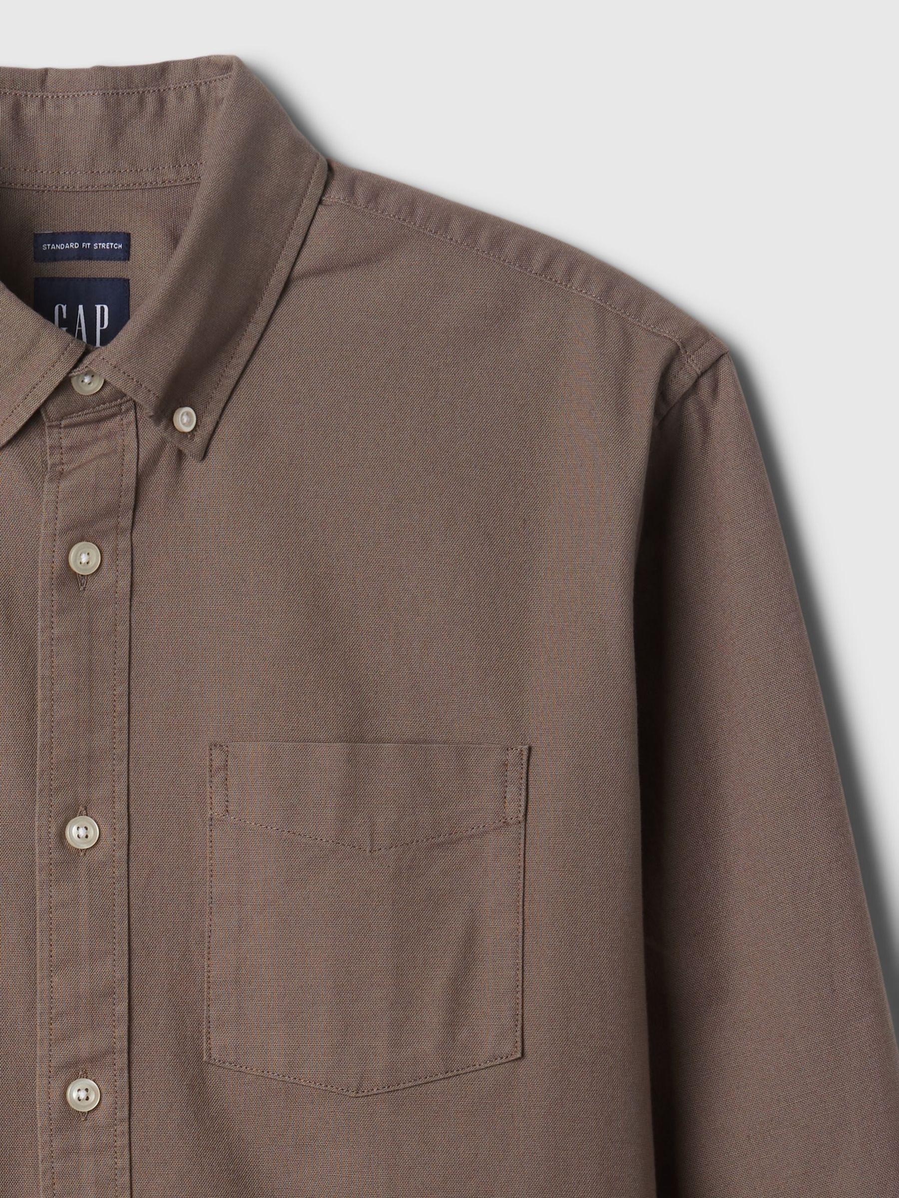Brown Regular Fit Long Sleeve Oxford Shirt - Image 5 of 5